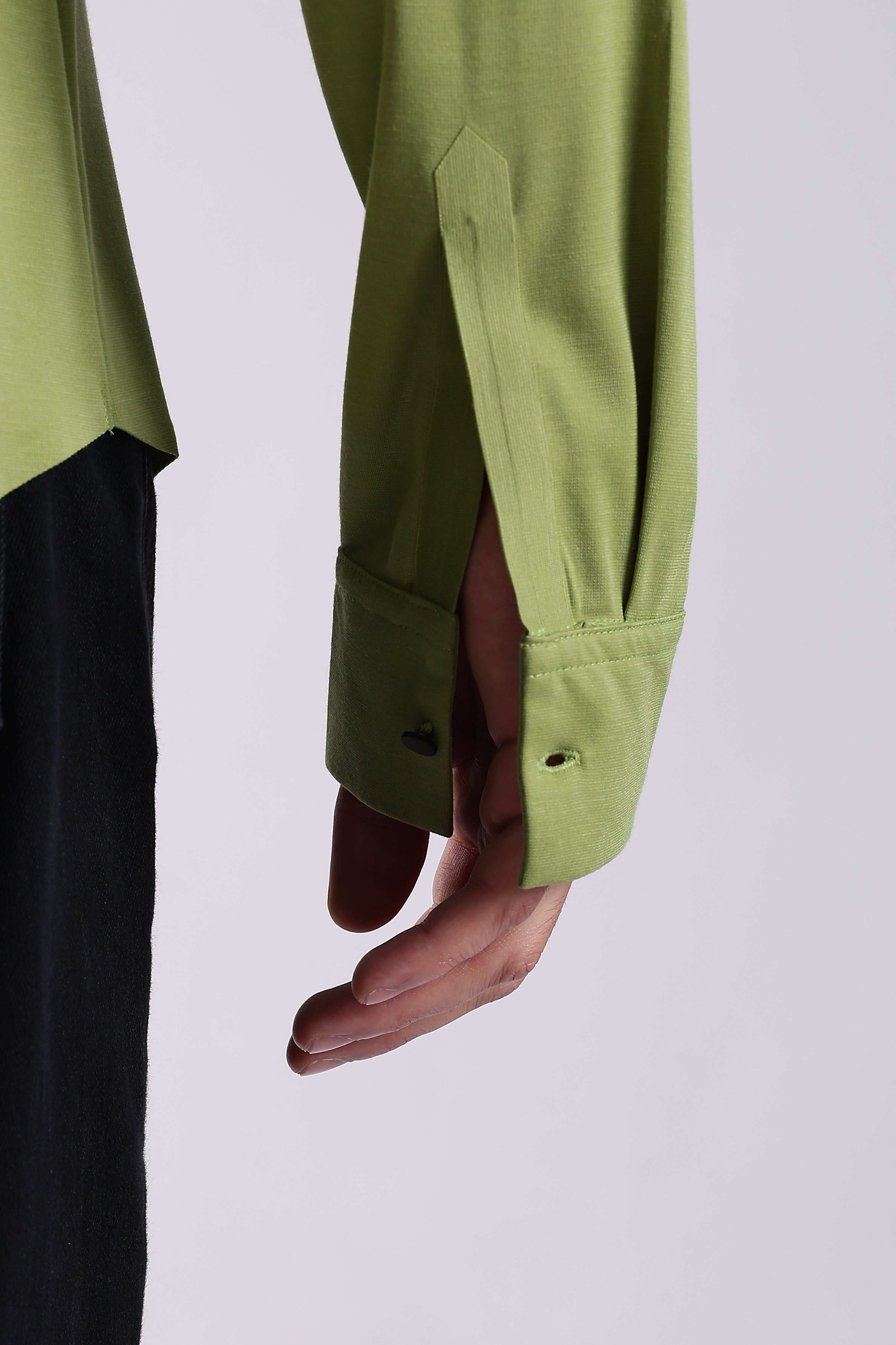 Men Green Knitted Slim Fit Shirt