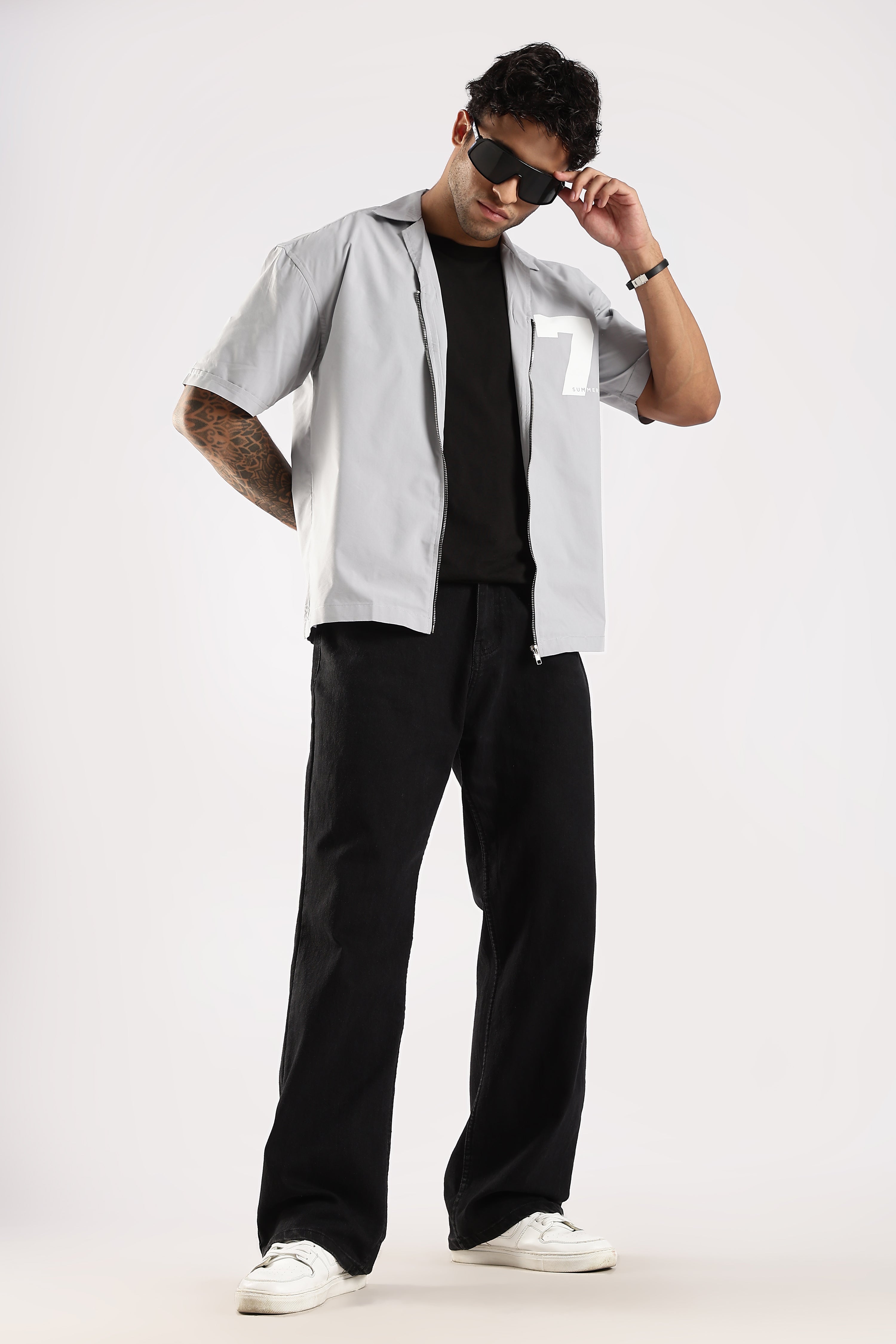 Men Grey Slim Fit Shirt