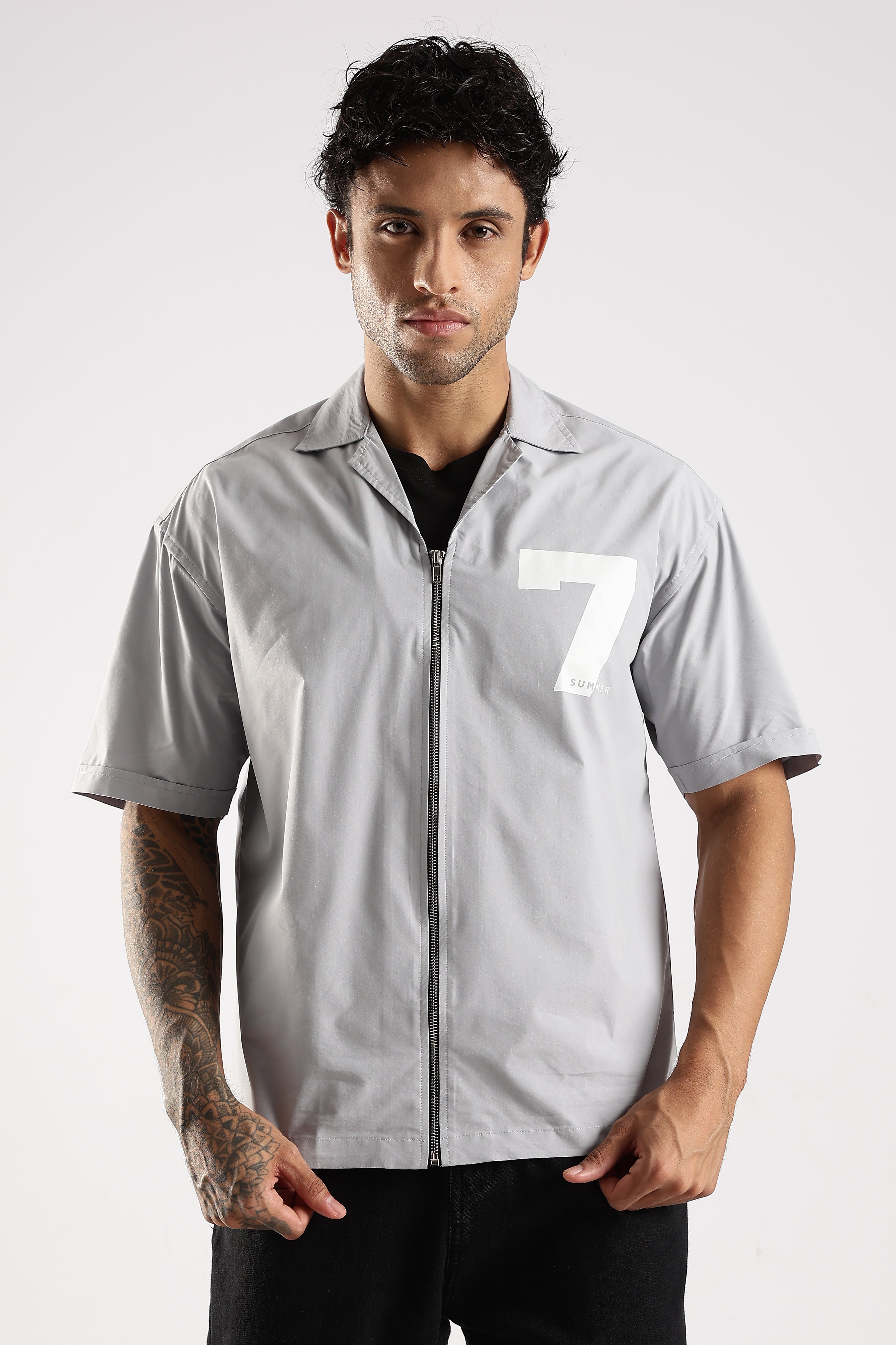 Men Grey Slim Fit Shirt