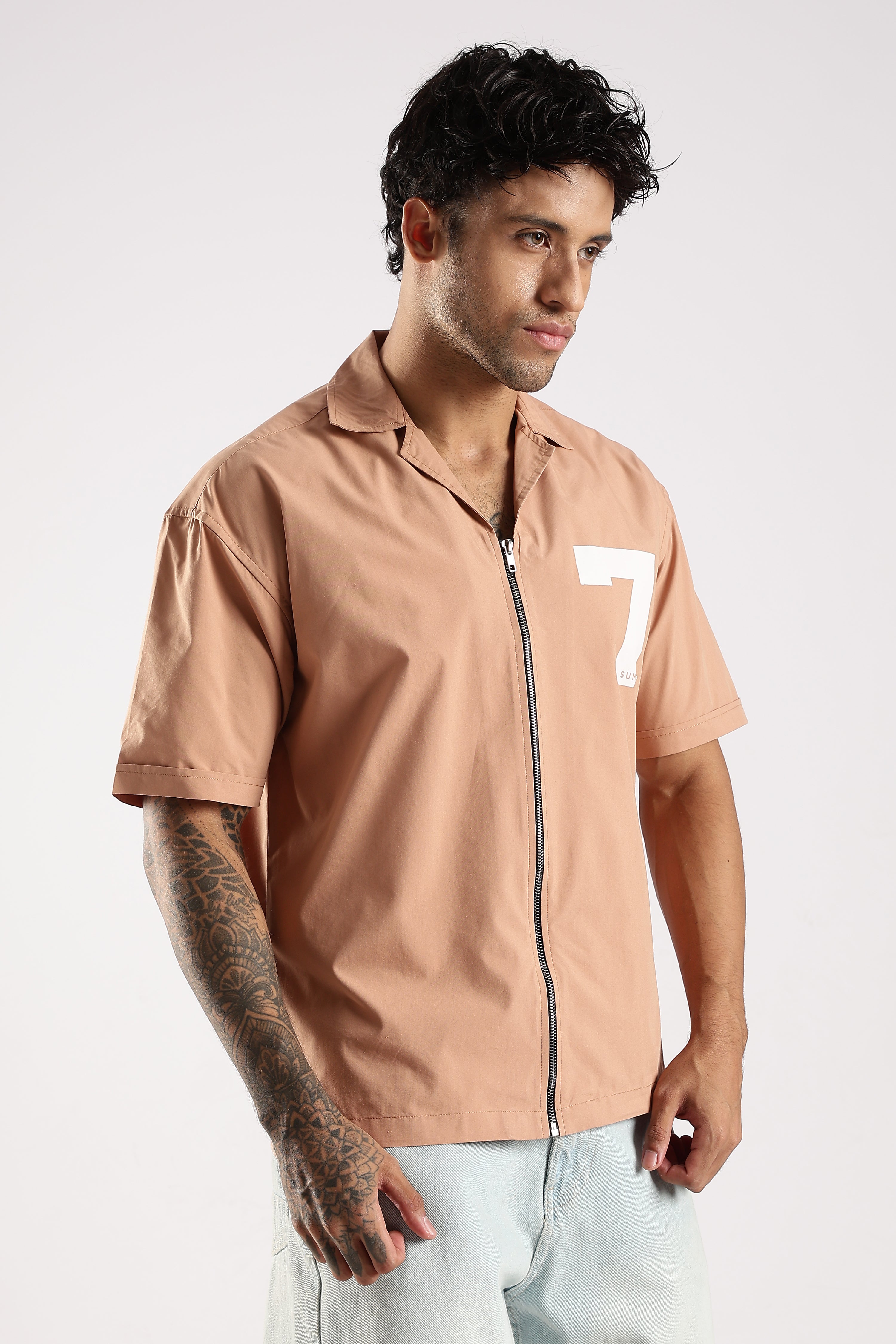 Men Peach Slim Fit Shirt