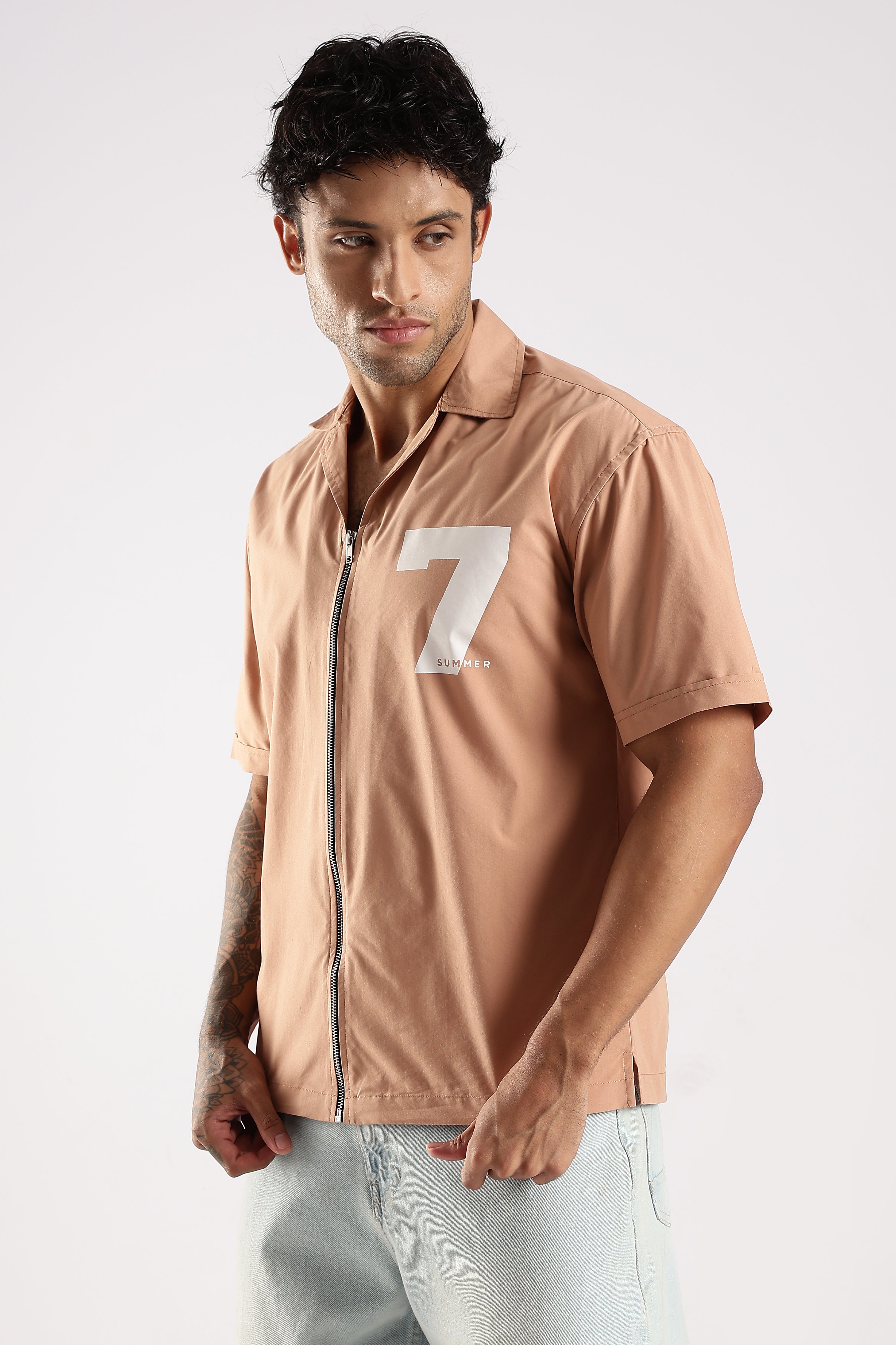 Men Peach Slim Fit Shirt