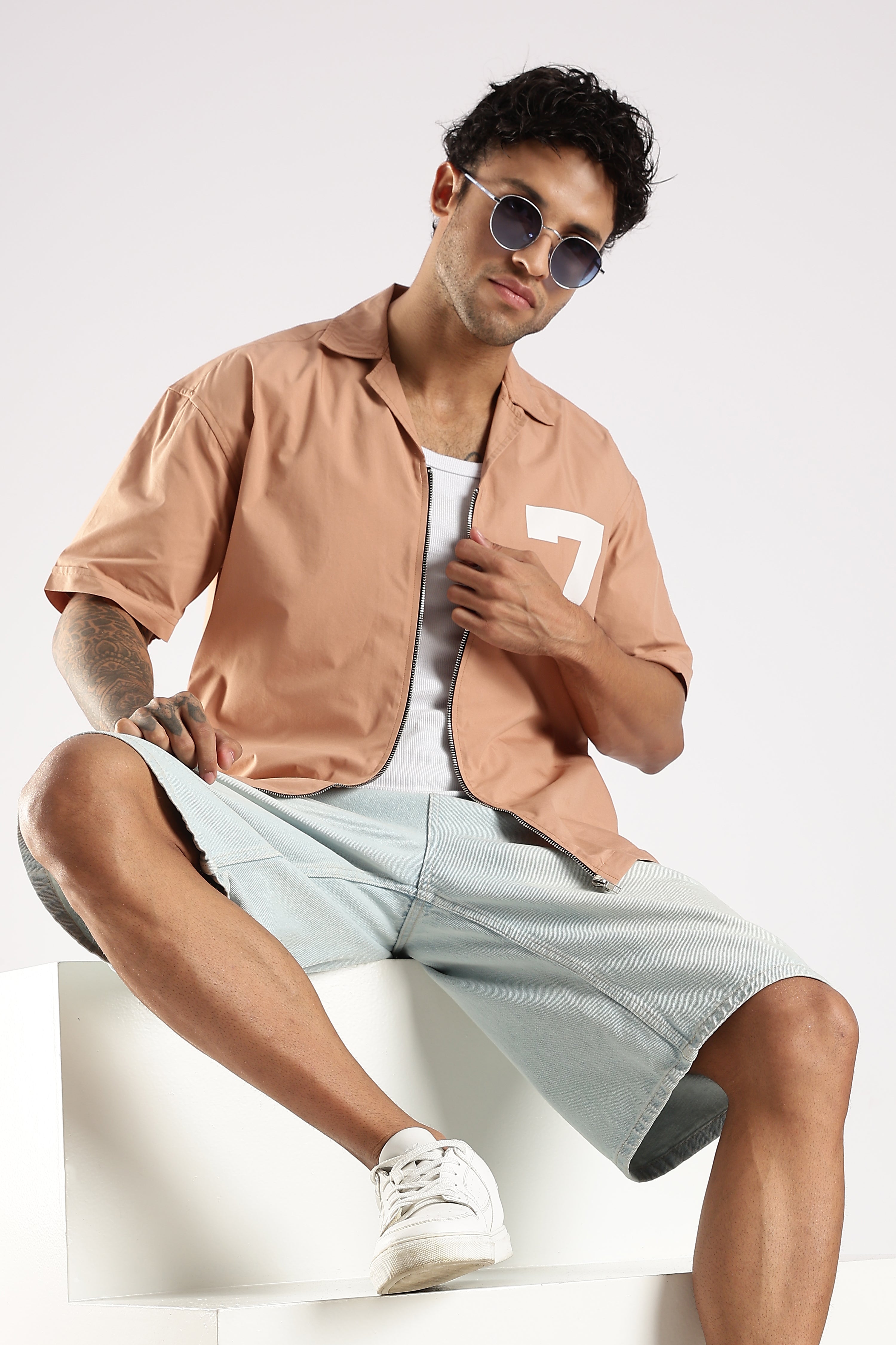 Men Peach Slim Fit Shirt