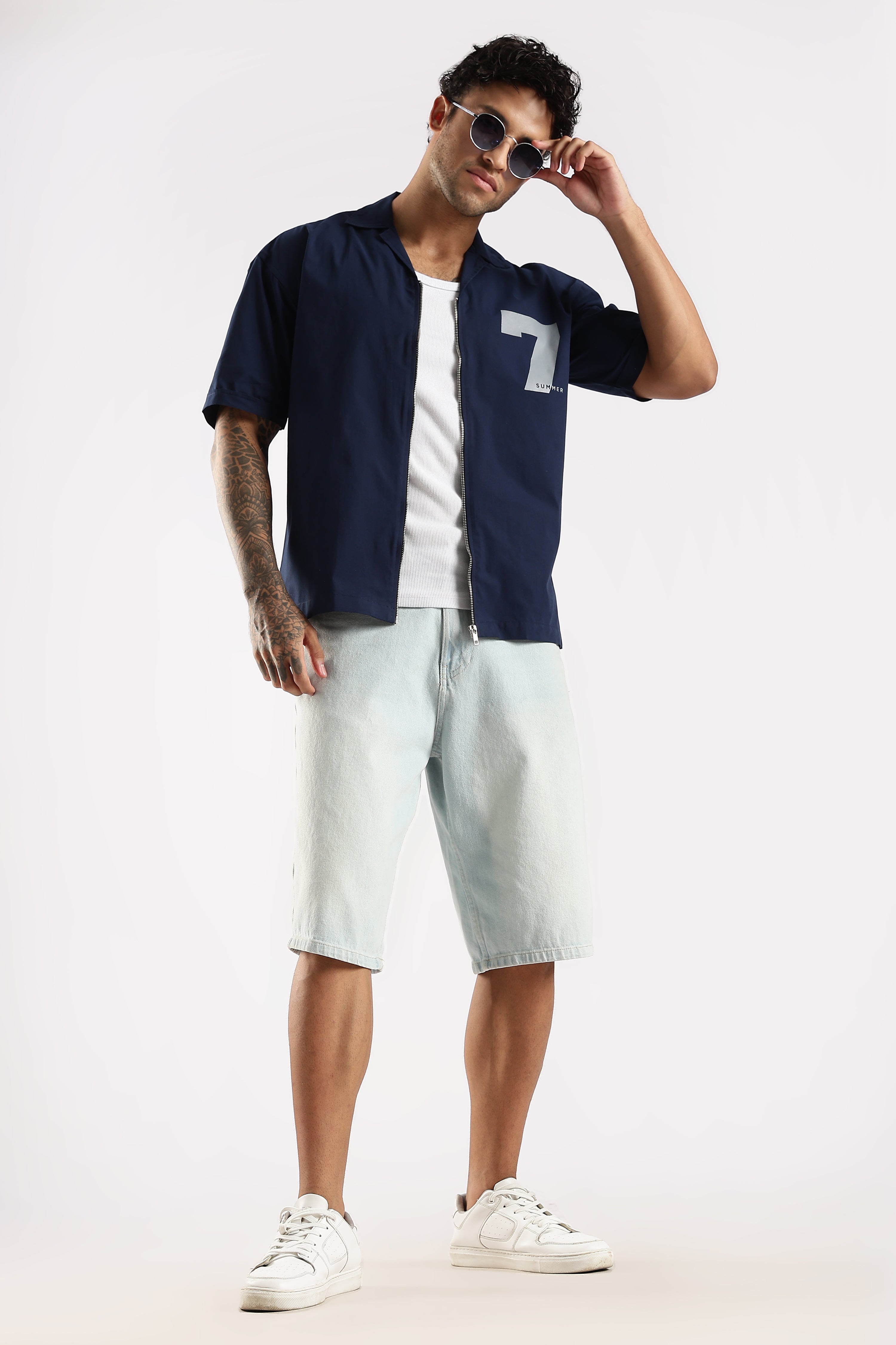 Men Navy Blue Slim Fit Shirt