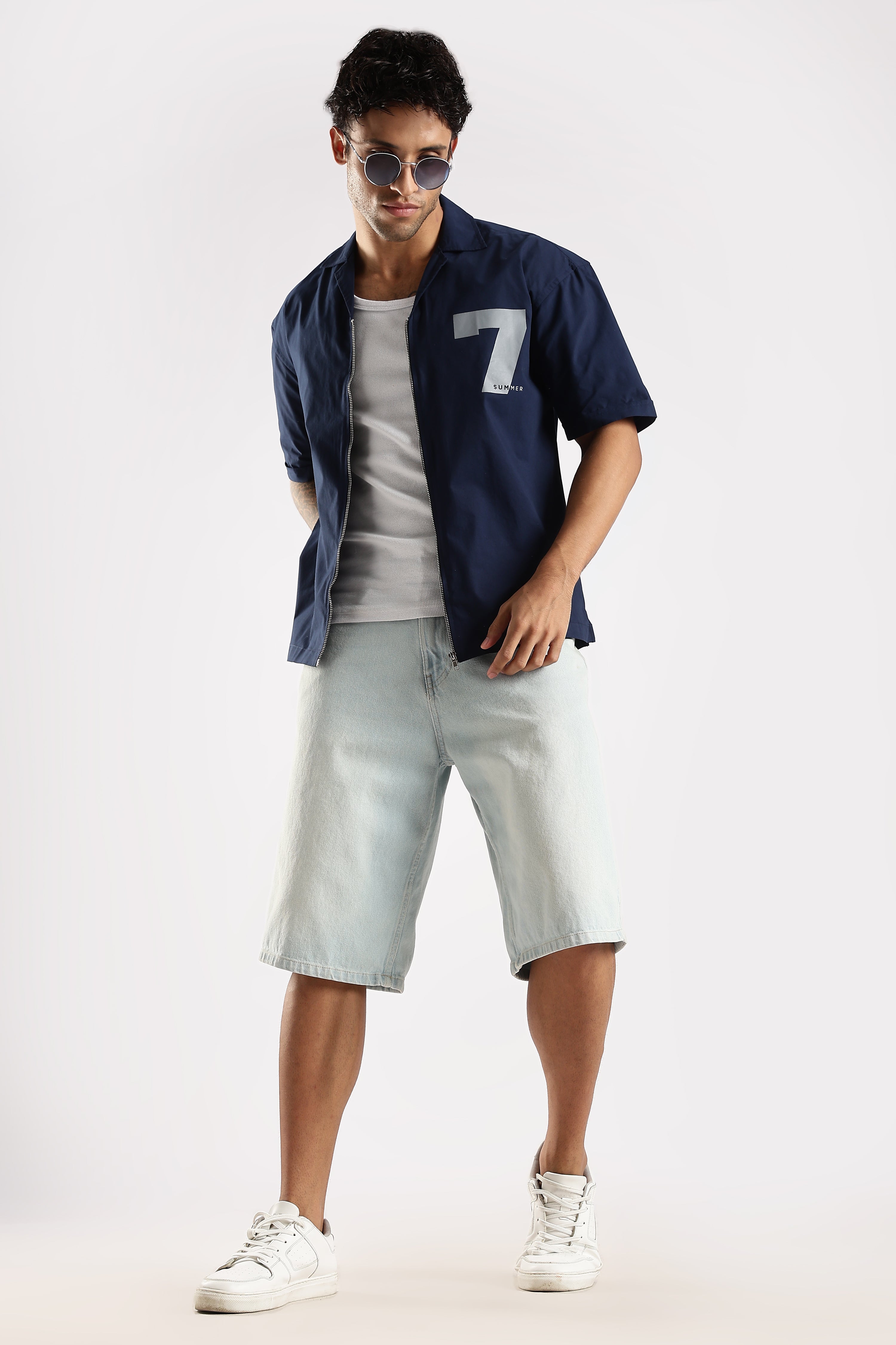 Men Navy Blue Slim Fit Shirt