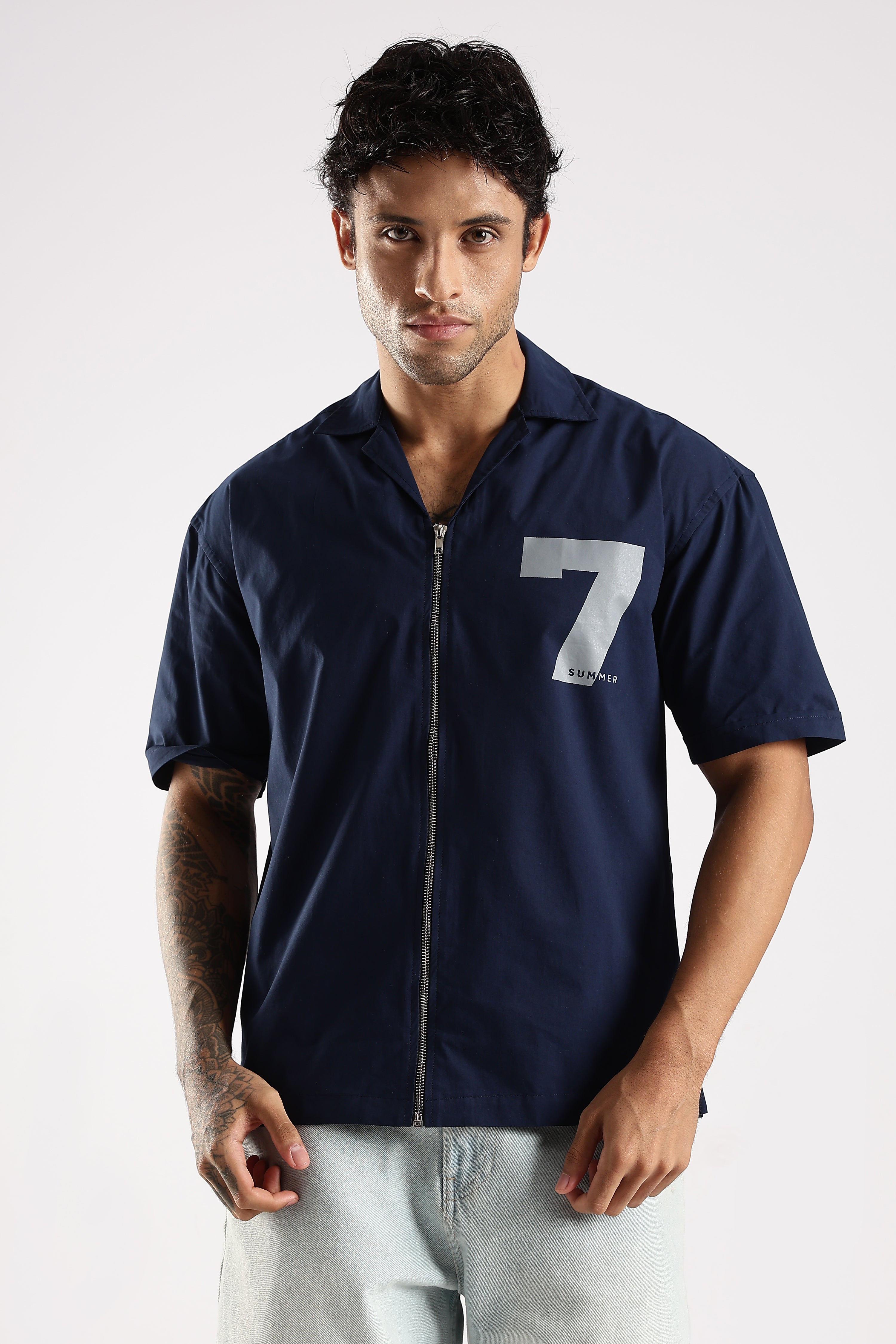Men Navy Blue Slim Fit Shirt