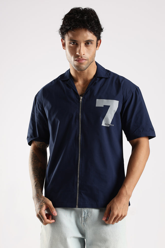 Men Navy Blue Slim Fit Shirt