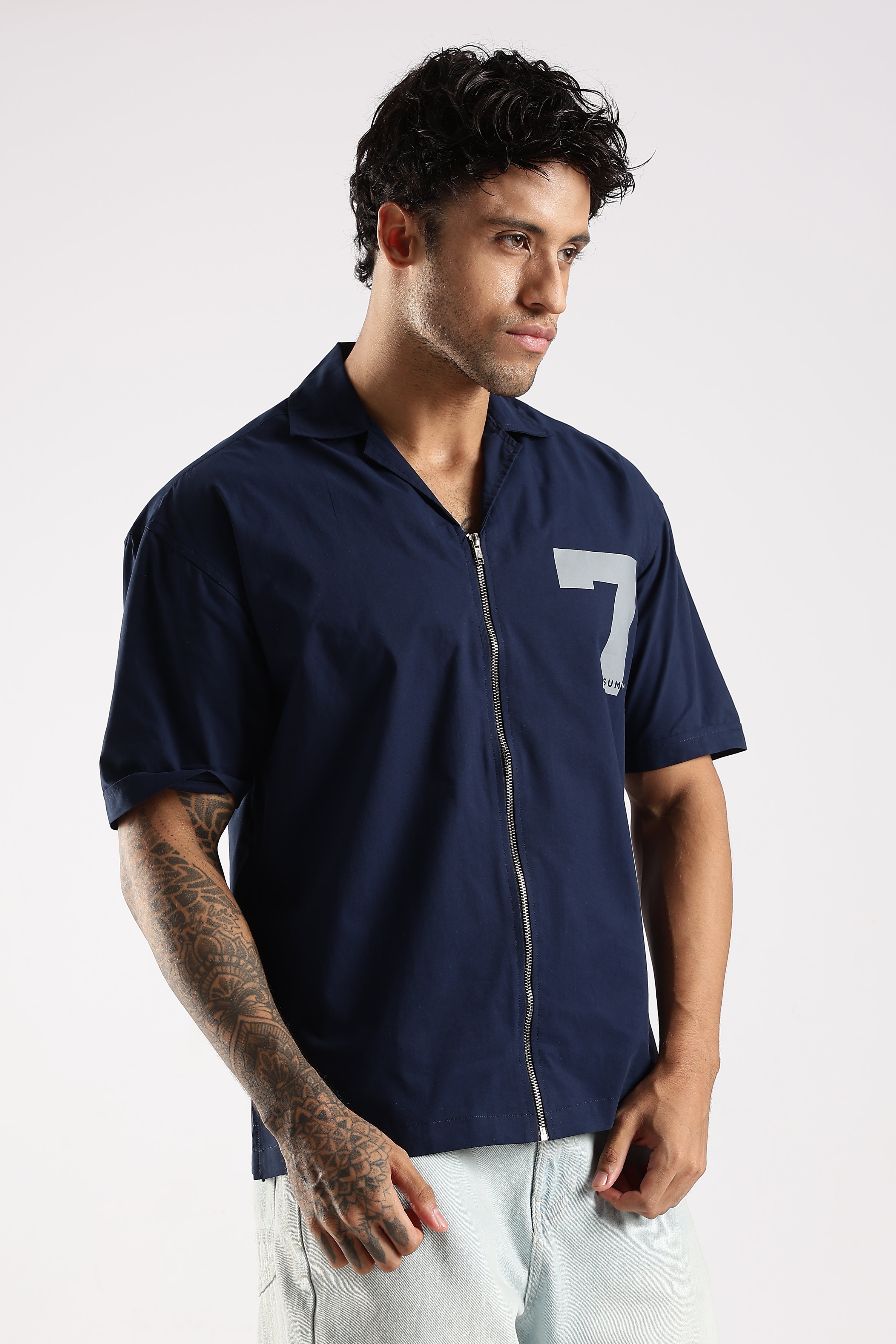 Men Navy Blue Slim Fit Shirt