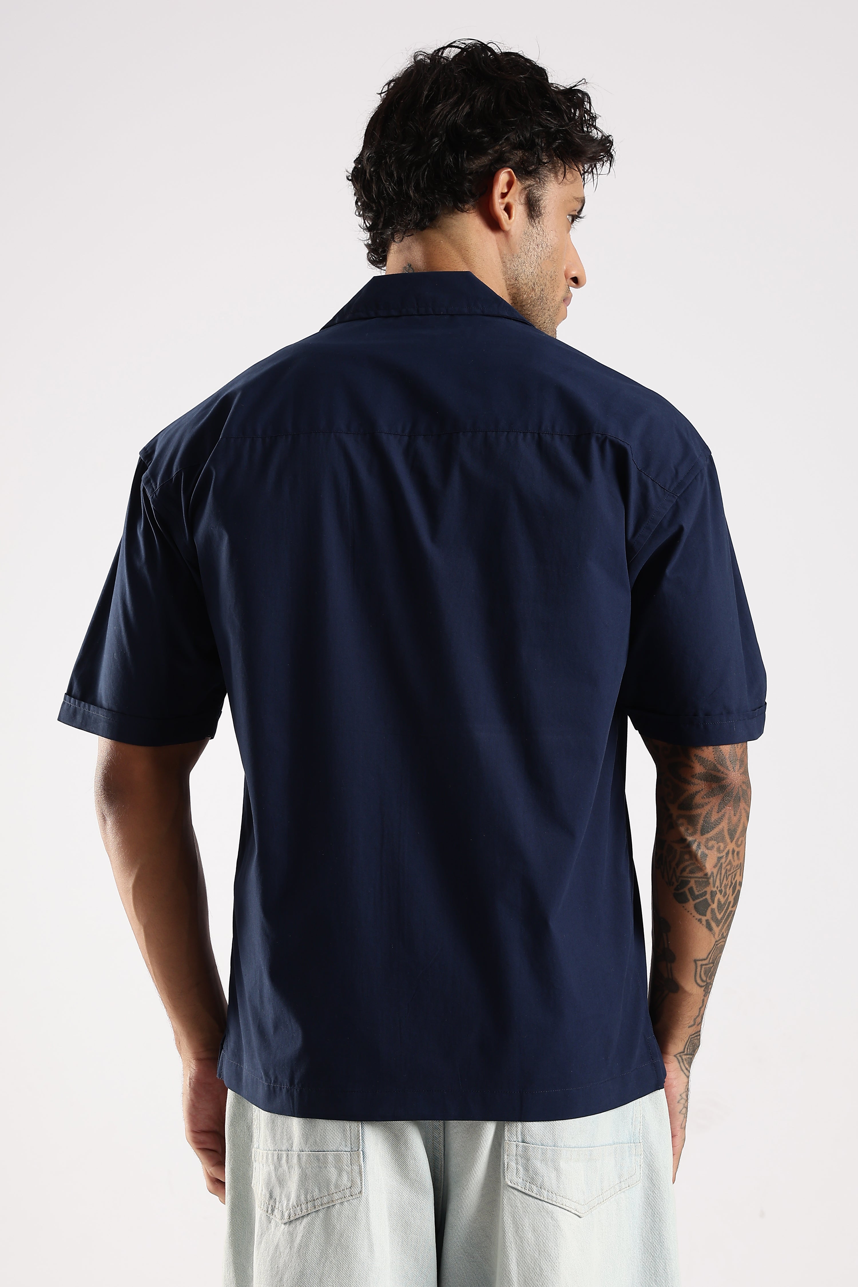 Men Navy Blue Slim Fit Shirt