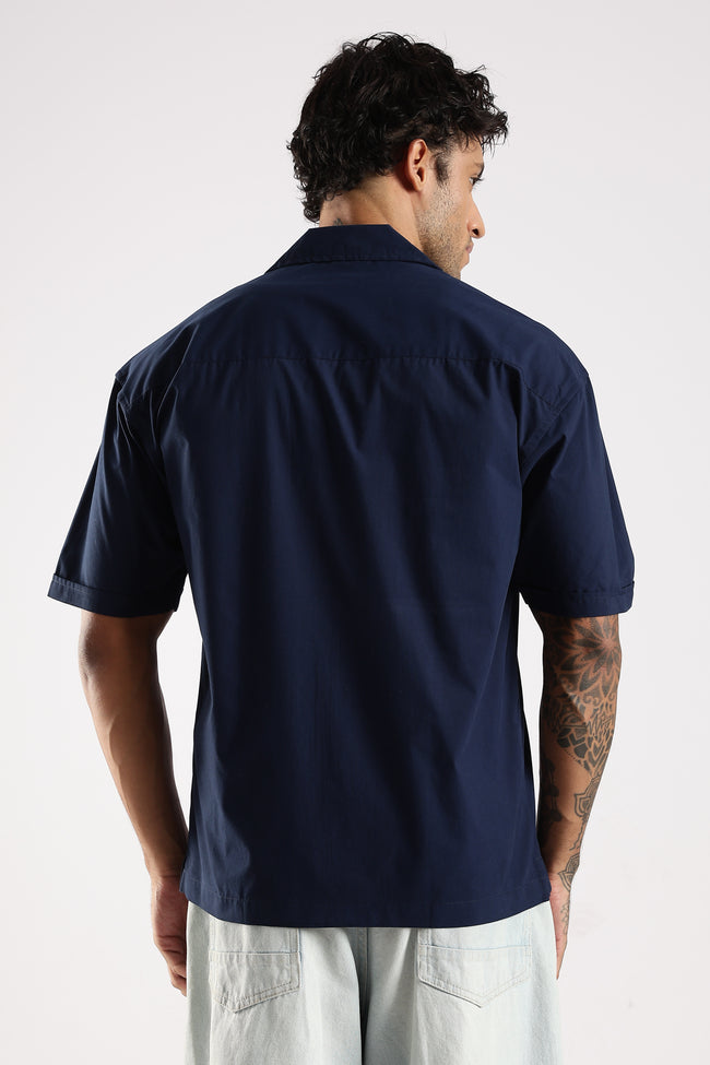 Men Navy Blue Slim Fit Shirt