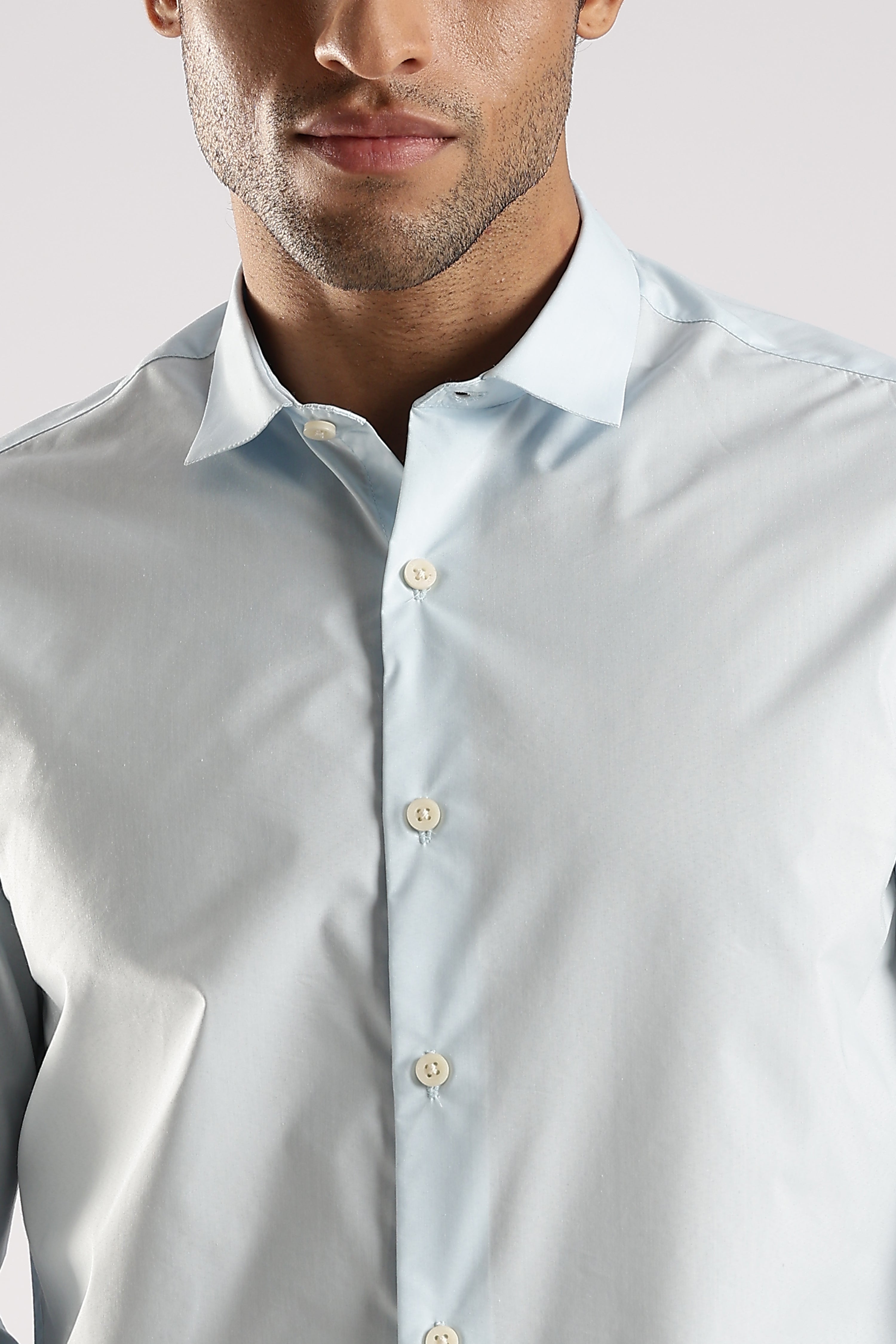 Men Blue Cotton Slim Fit Shirt