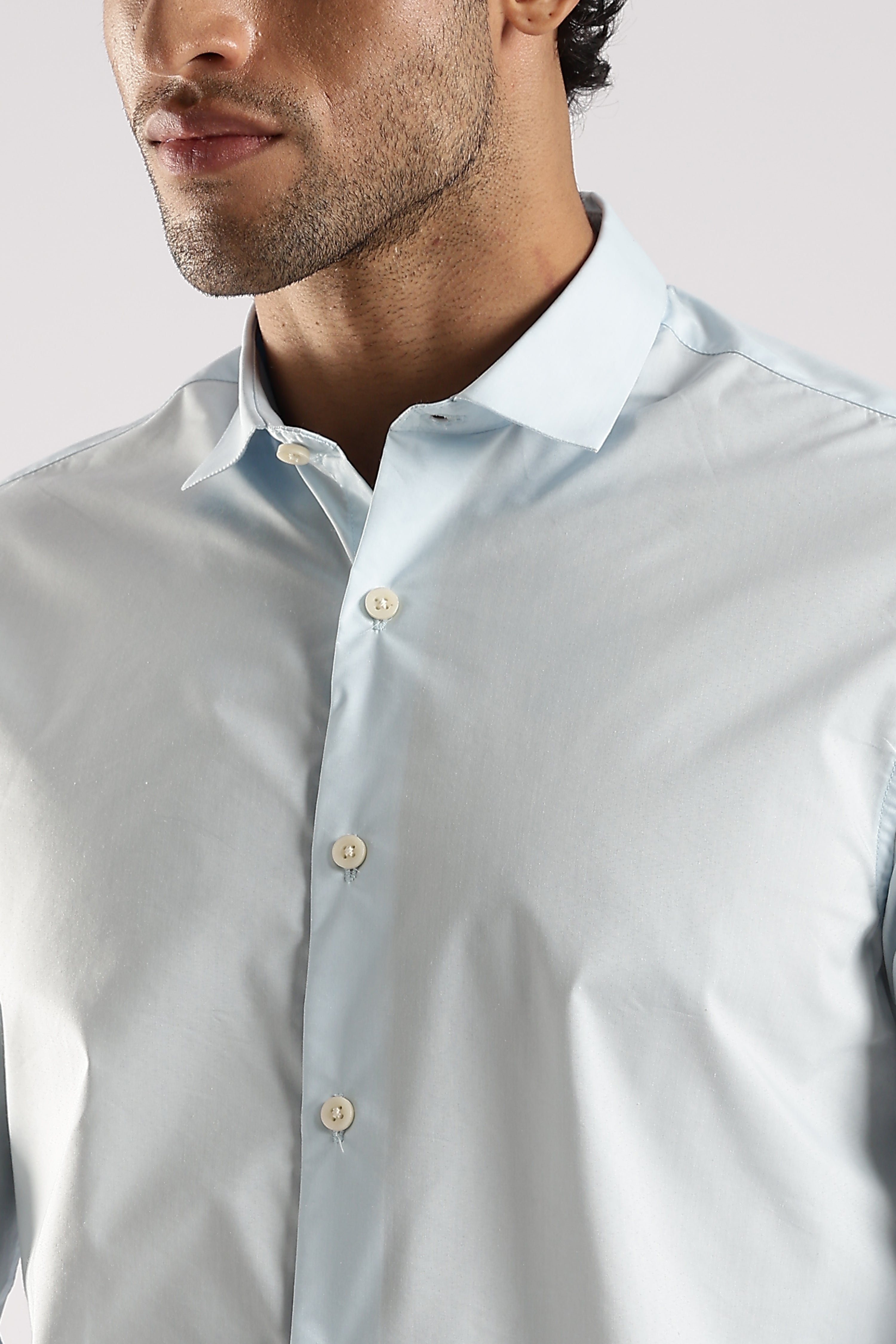 Men Blue Cotton Slim Fit Shirt
