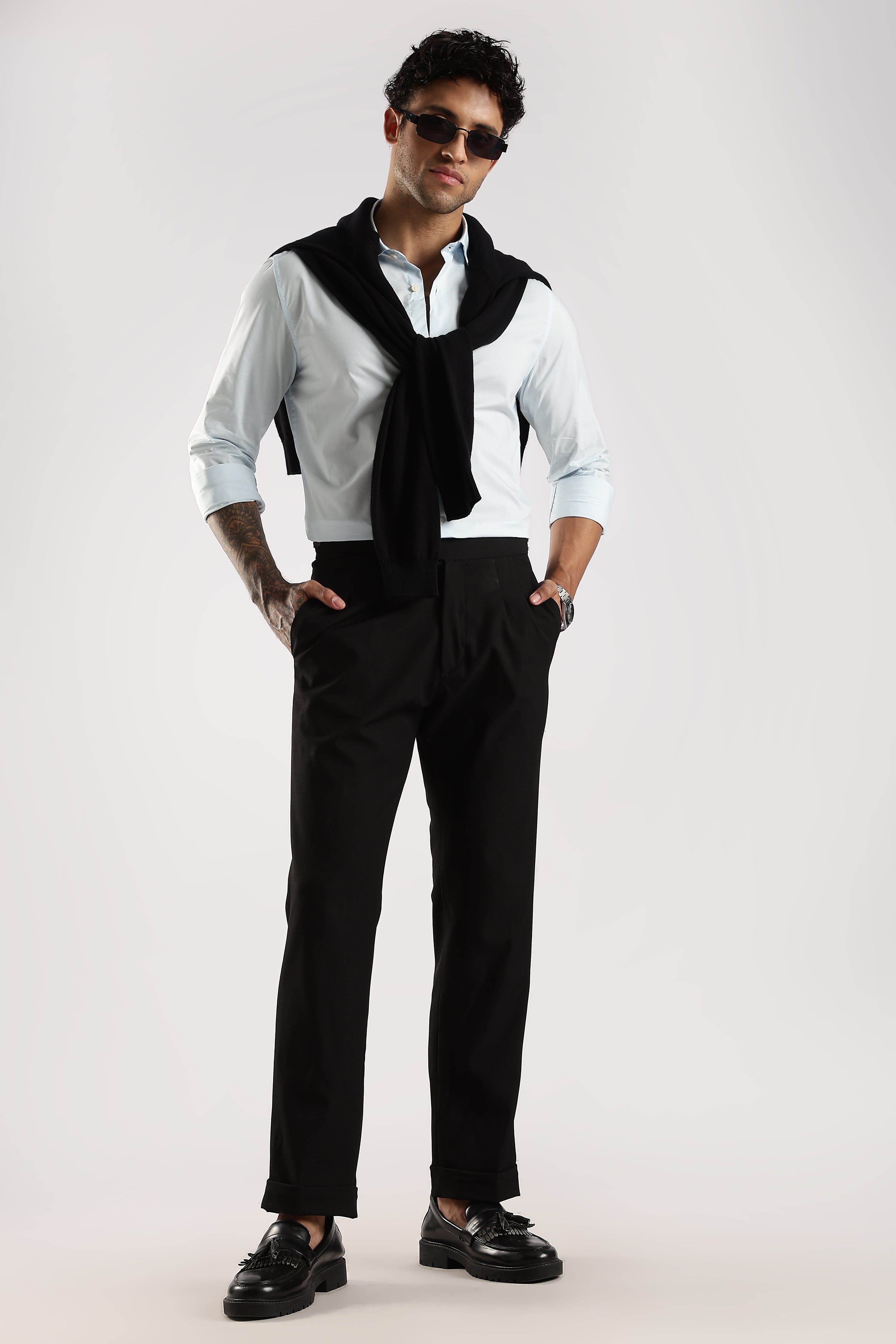 Men Blue Cotton Slim Fit Shirt