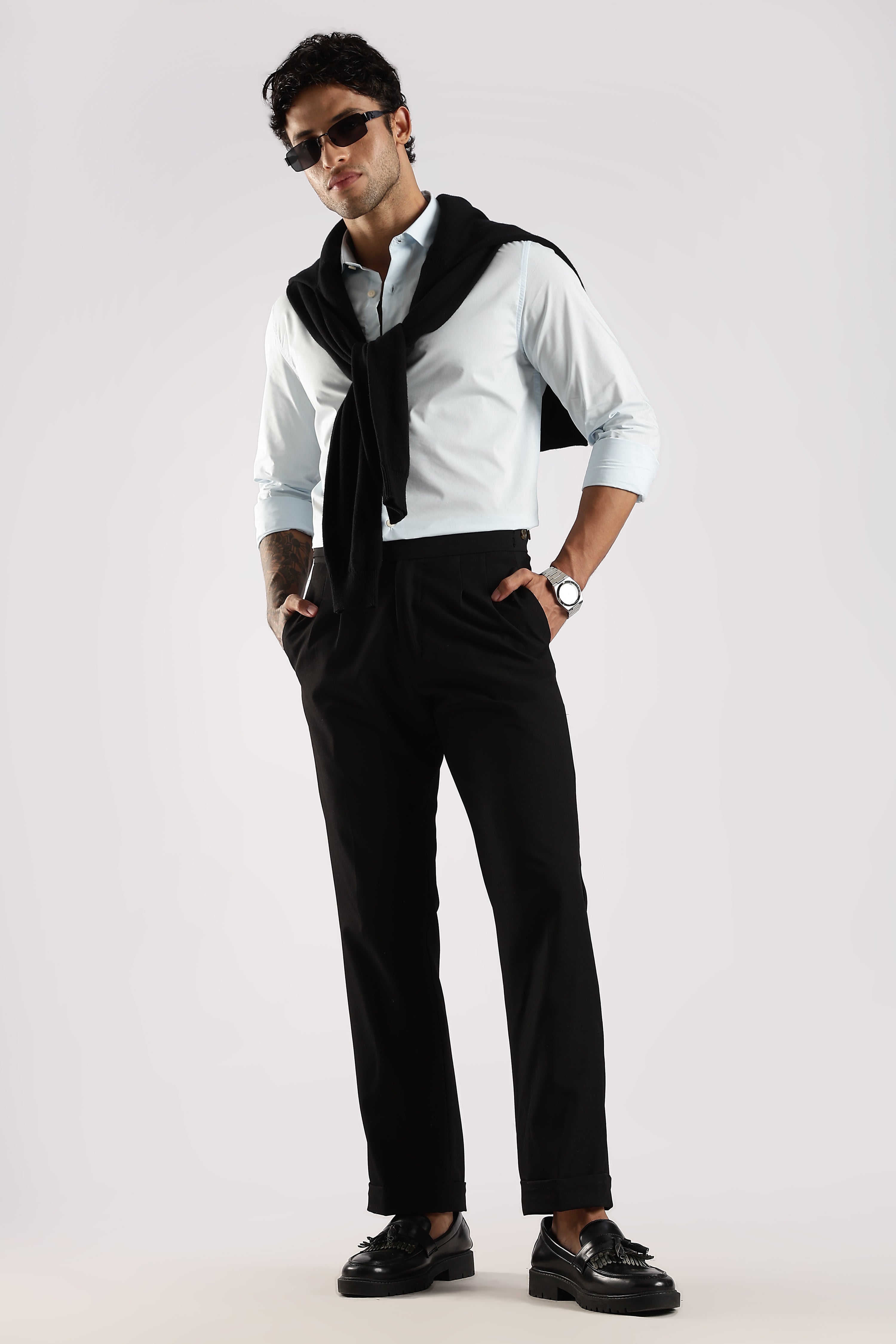 Men Blue Cotton Slim Fit Shirt