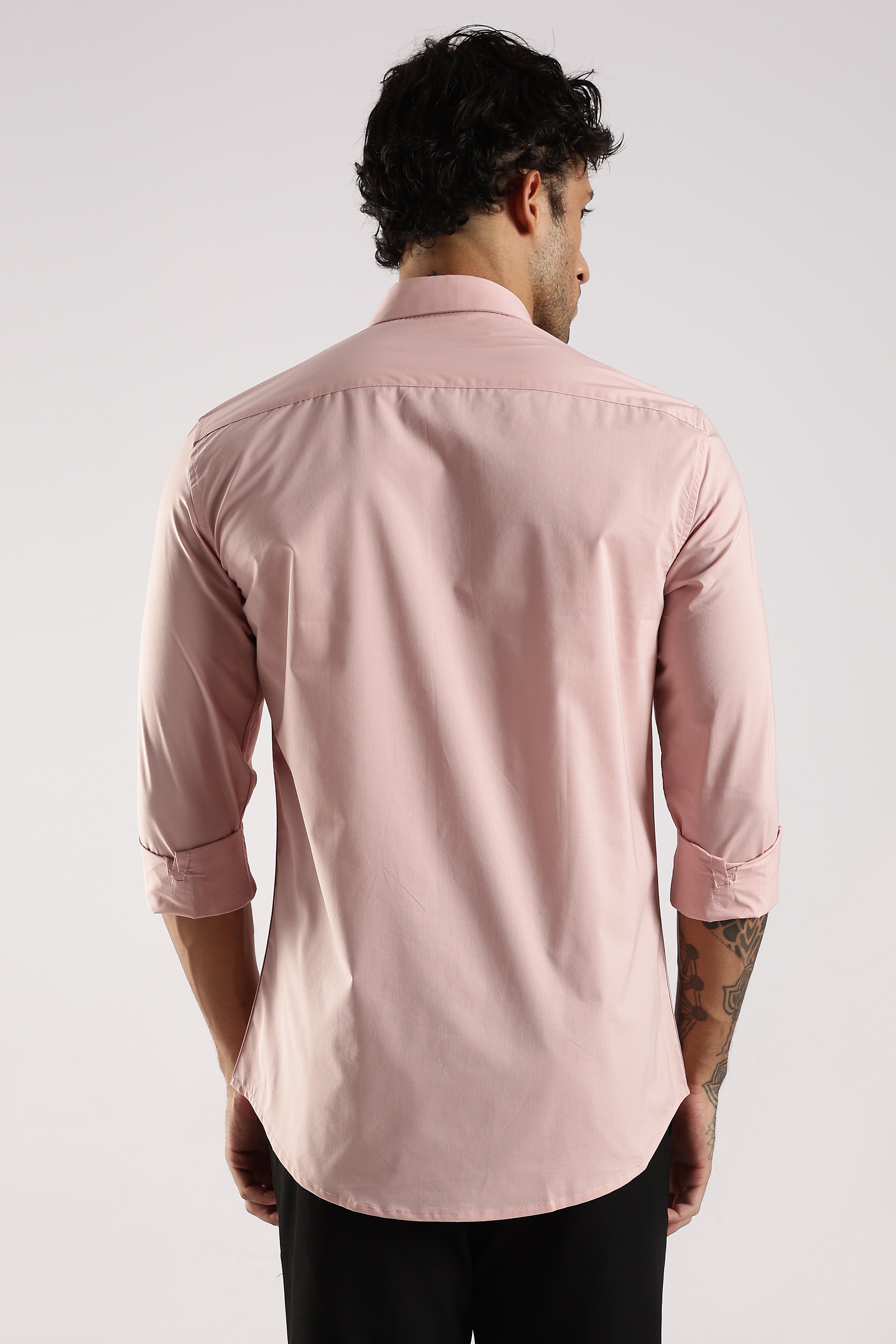 Men Pink Cotton Slim Fit Shirt