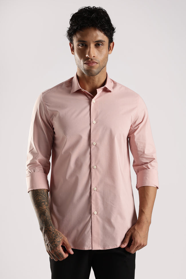 Men Pink Cotton Slim Fit Shirt