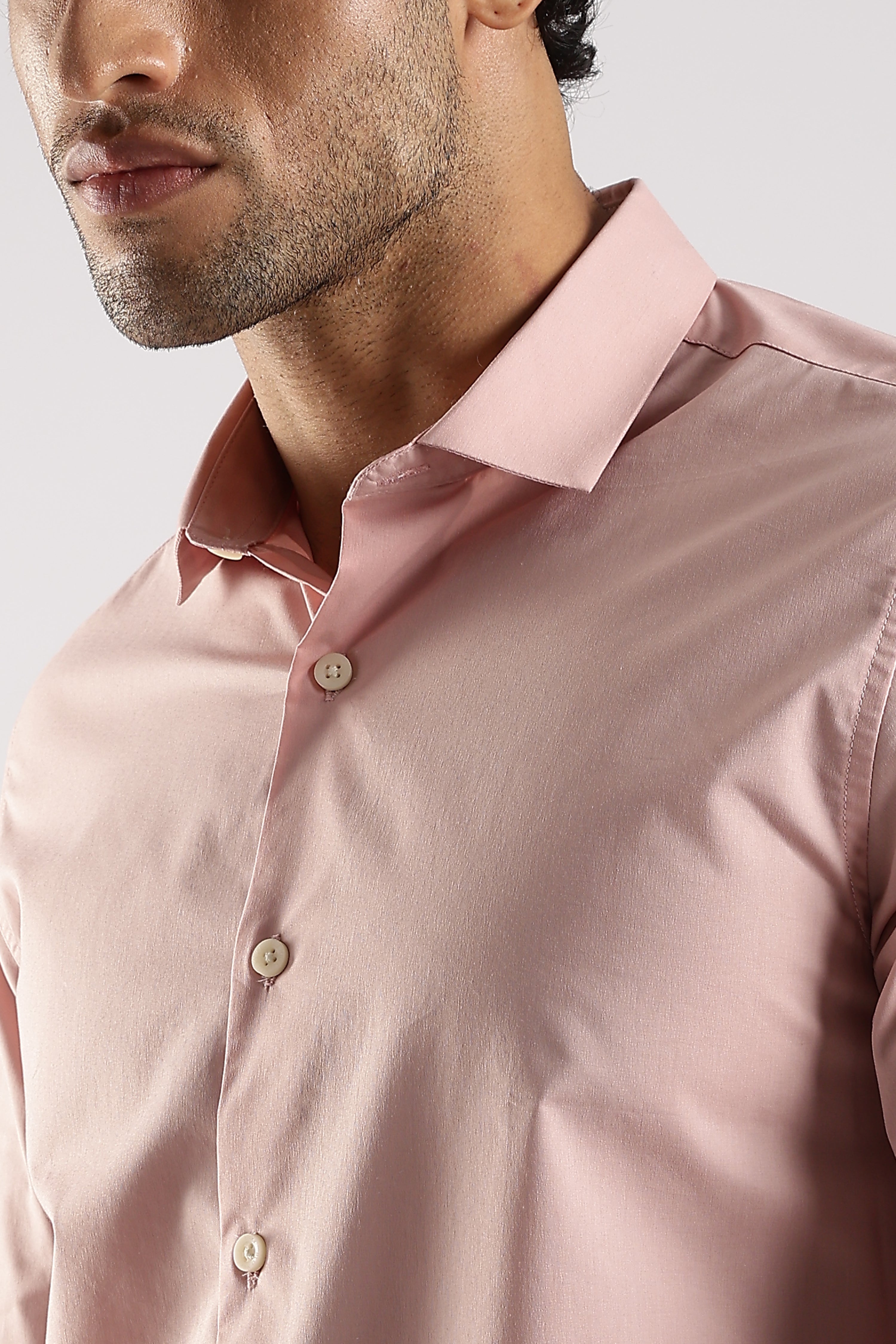 Men Pink Cotton Slim Fit Shirt
