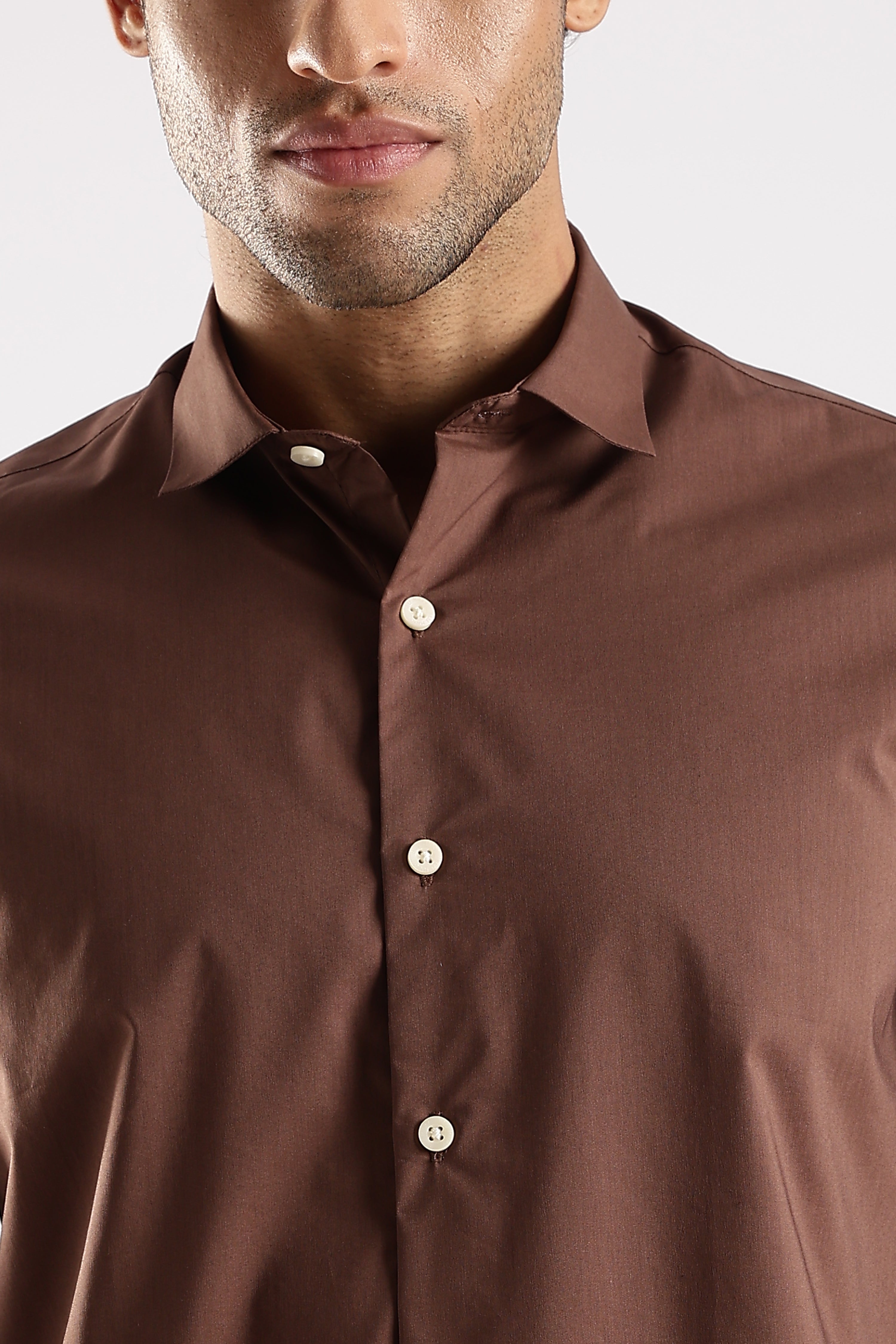 Men Brown Cotton Slim Fit Shirt