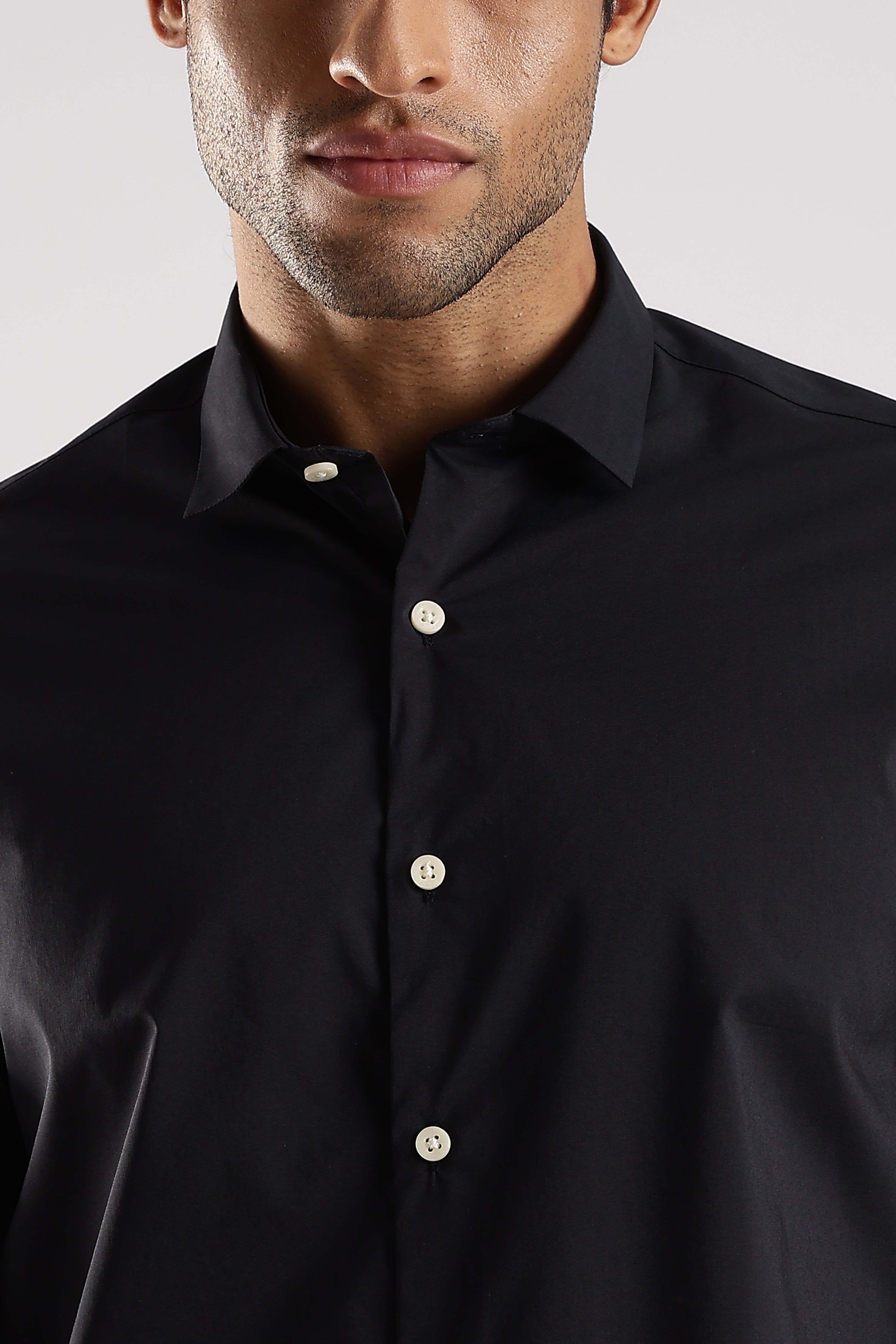 Men Navy Blue Cotton Slim Fit Shirt