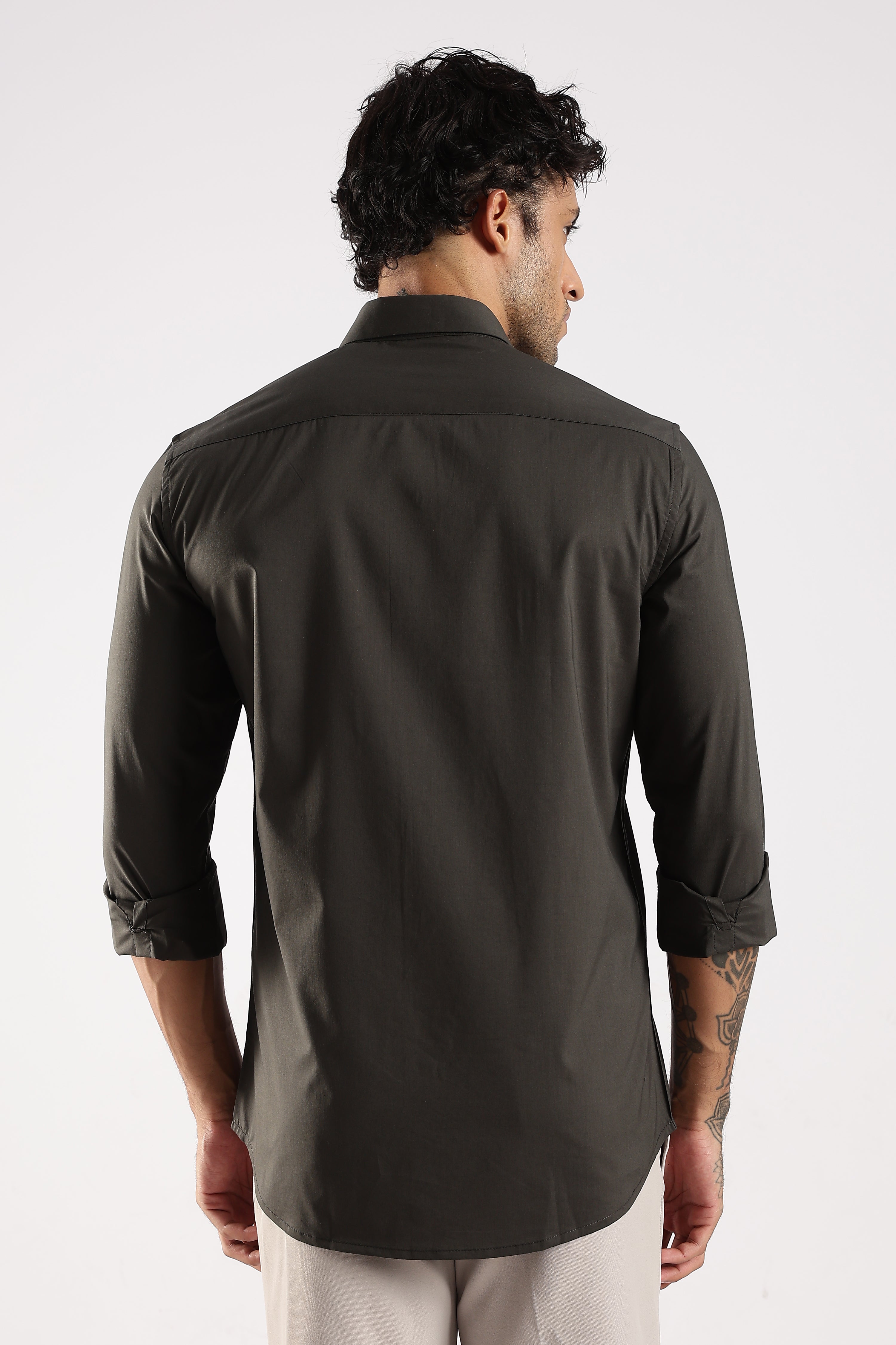Men Green Cotton Slim Fit Shirt