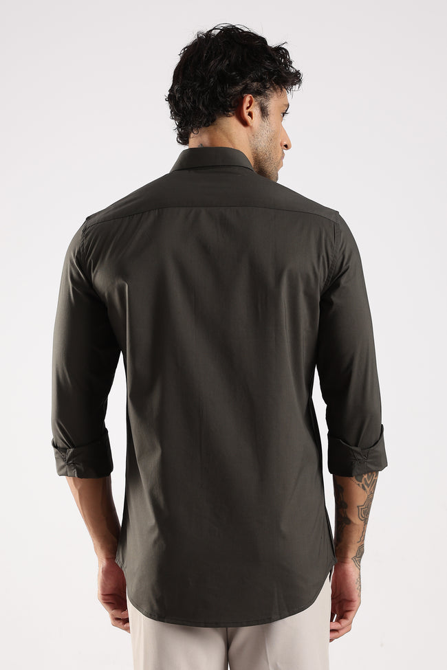 Men Green Cotton Slim Fit Shirt