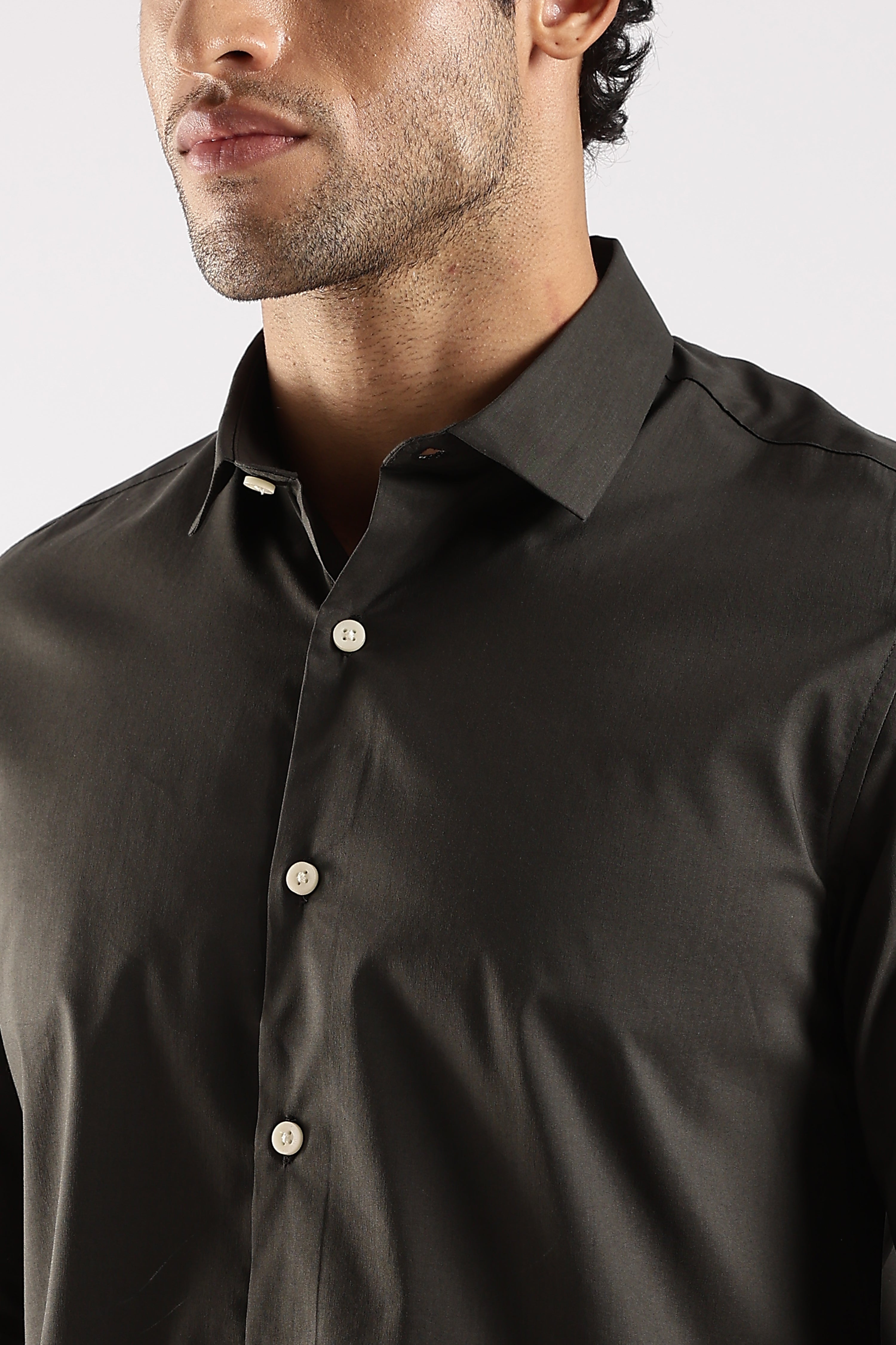 Men Green Cotton Slim Fit Shirt