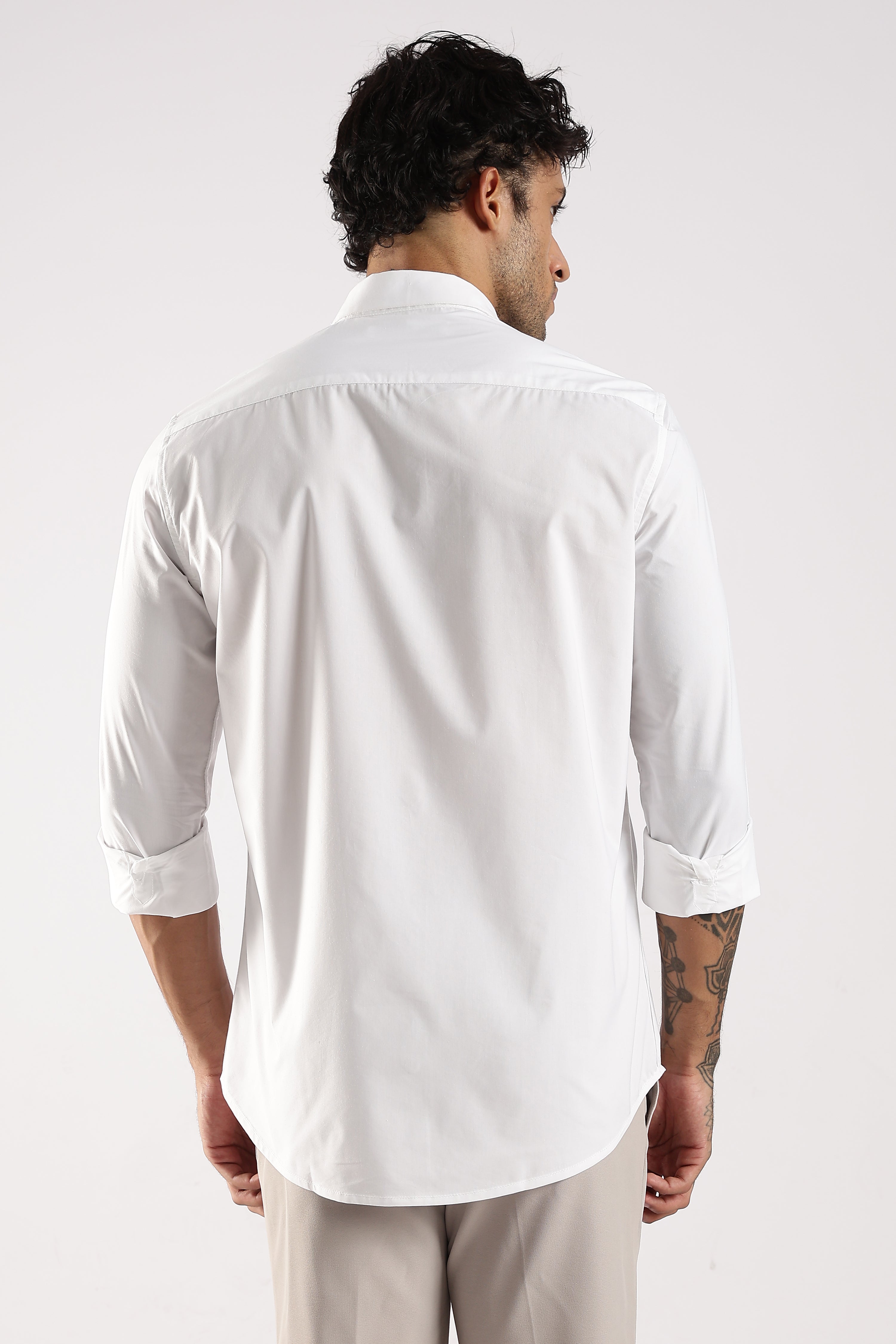 Men White Cotton Slim Fit Shirt