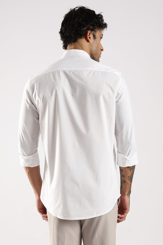 Men White Cotton Slim Fit Shirt