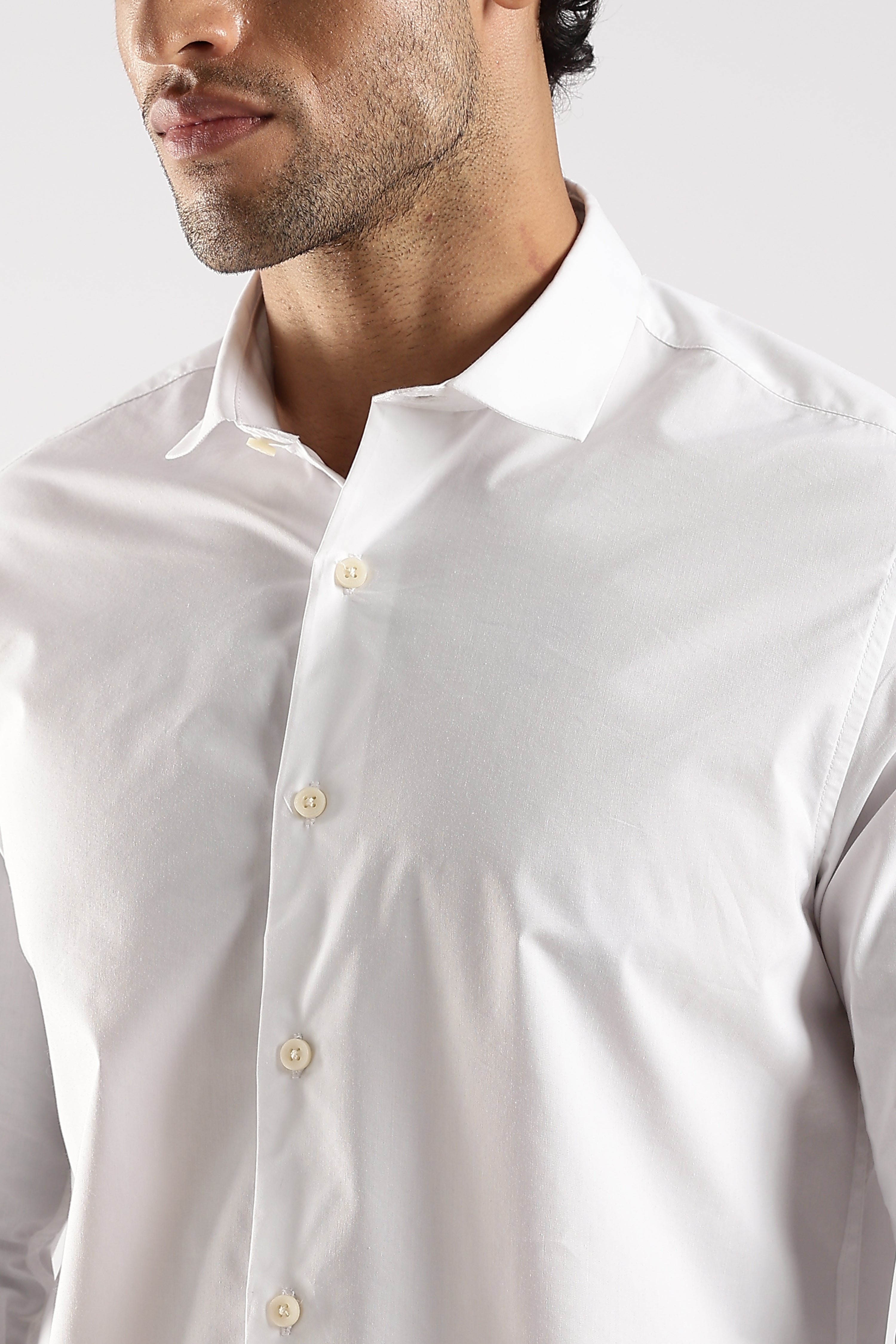 Men White Cotton Slim Fit Shirt