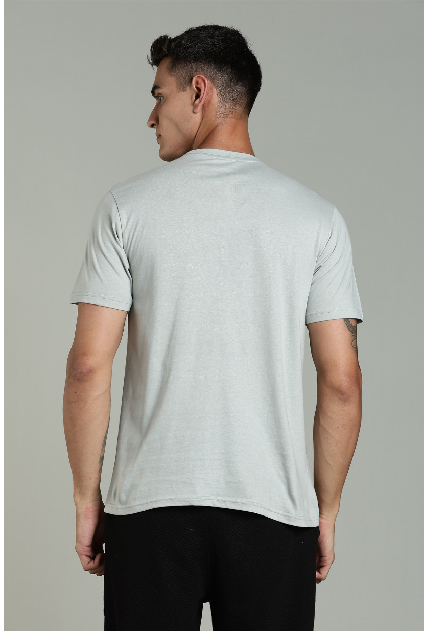 Men Grey Cotton Regular T-Shirt