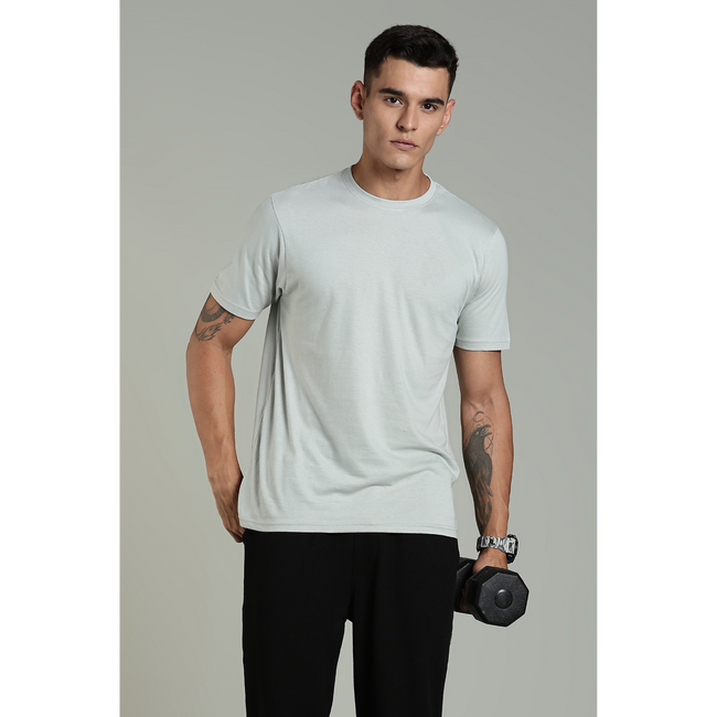 Men Grey Cotton Regular T-Shirt