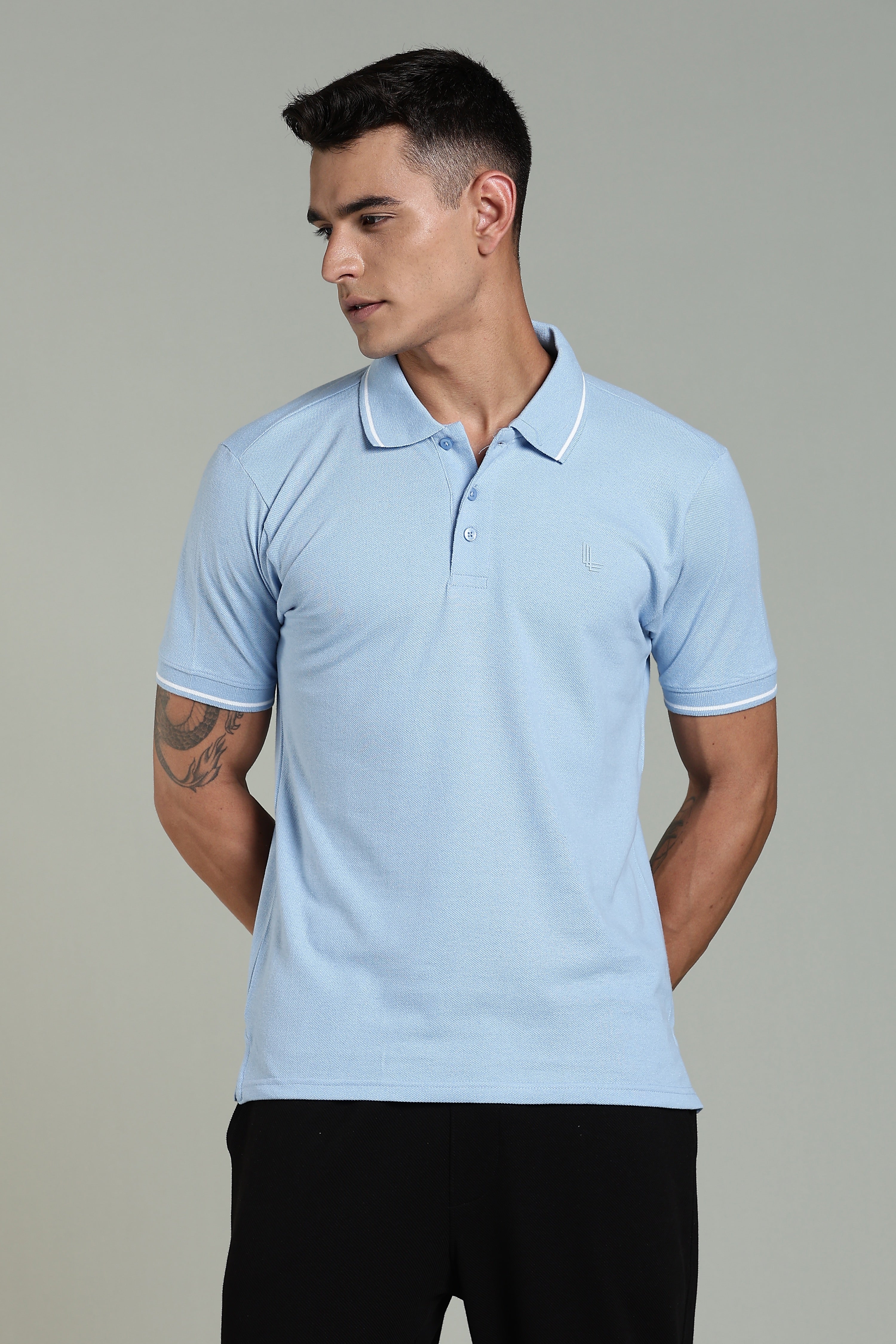 Men Blue Cotton Regular T-Shirt