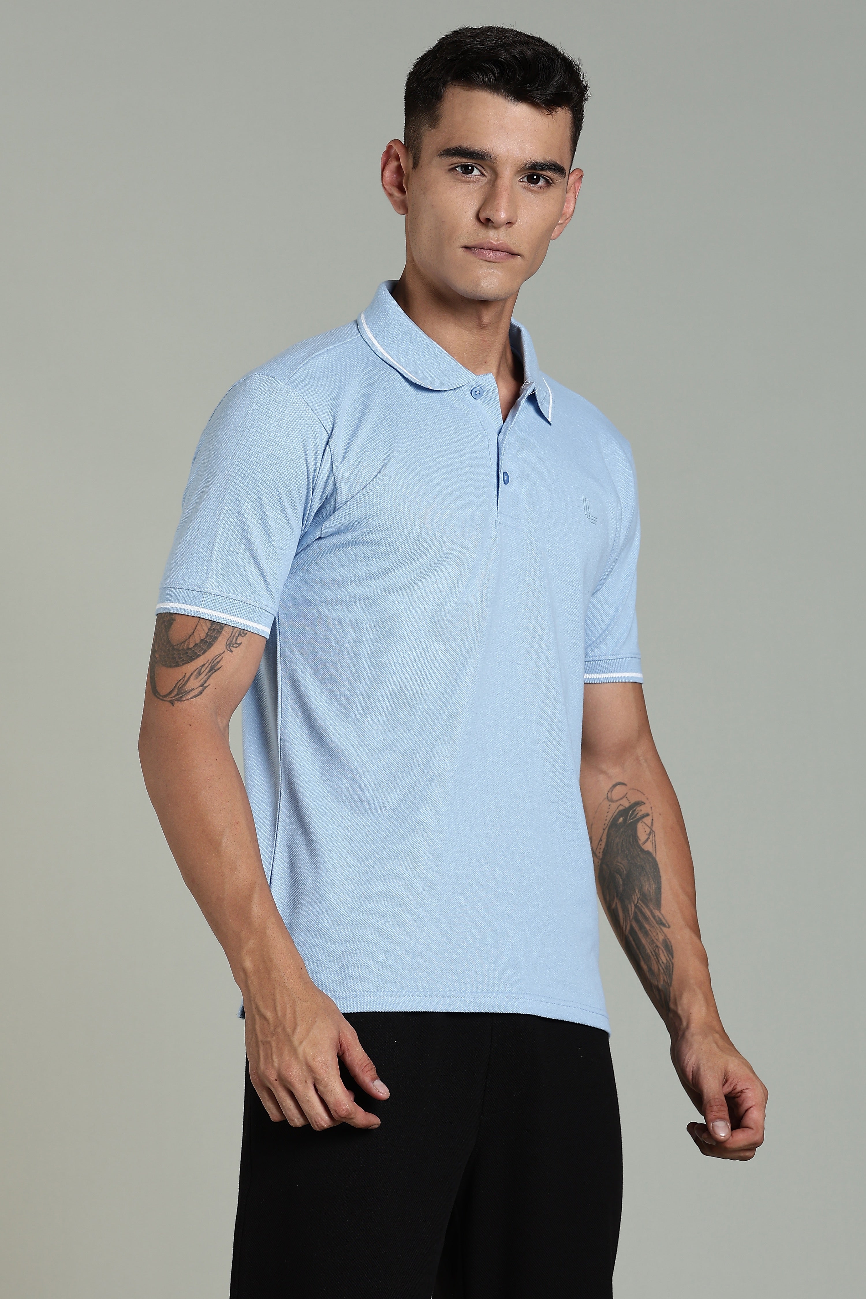 Men Blue Cotton Regular T-Shirt