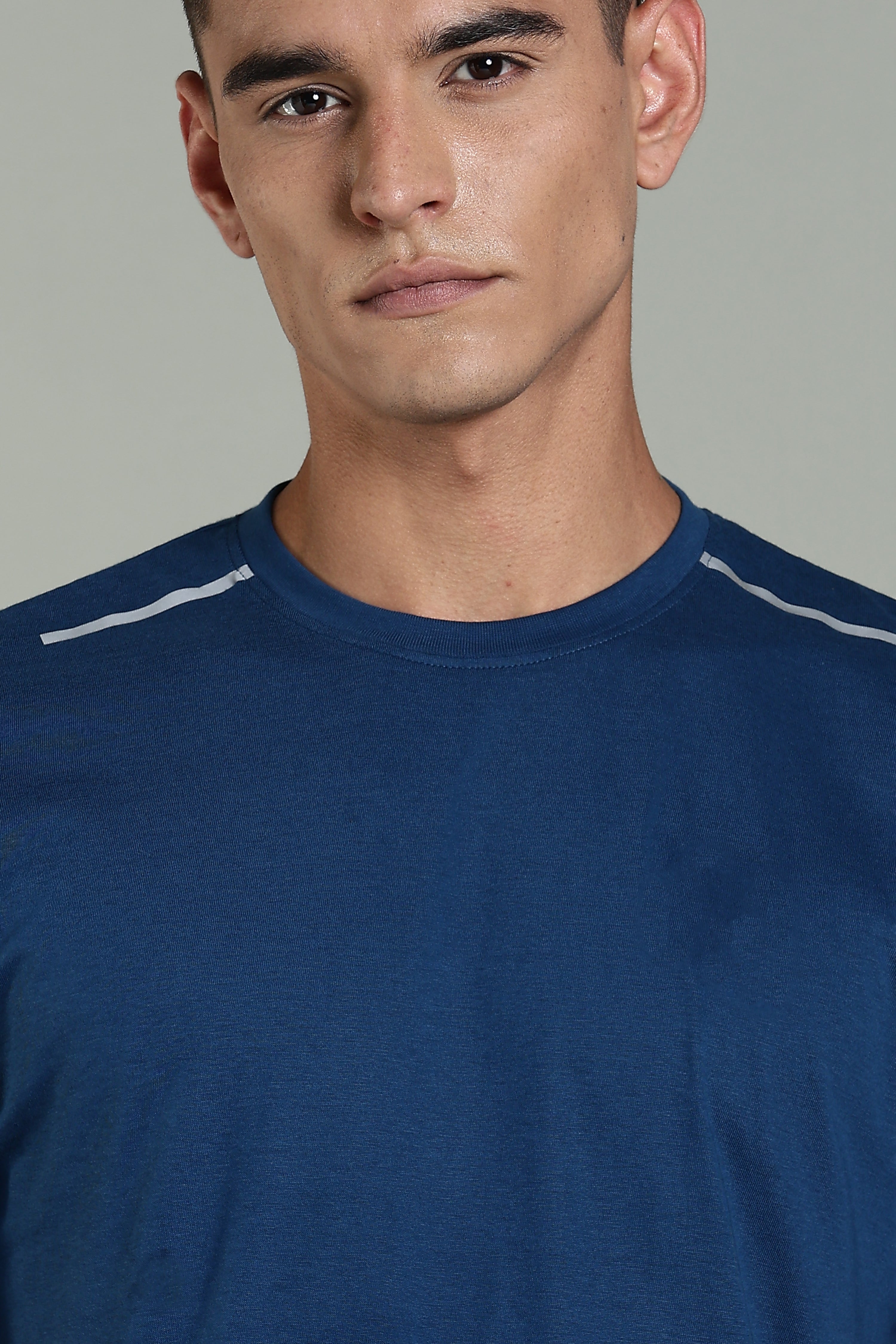 Mens Blue Cotton Regular T-Shirt