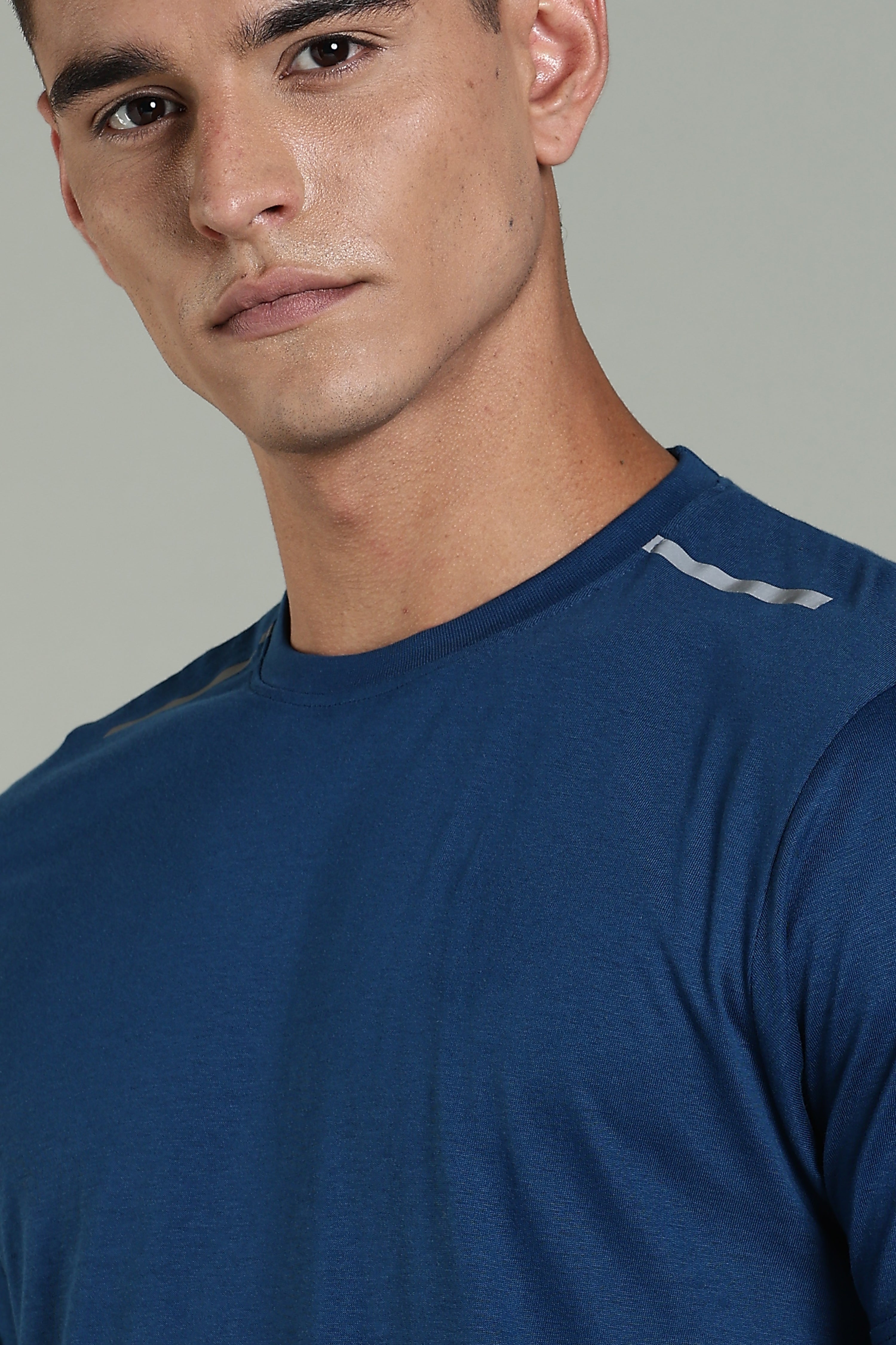 Mens Blue Cotton Regular T-Shirt