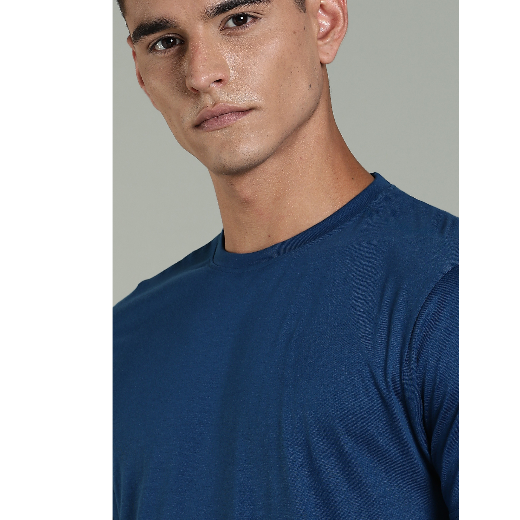 Men Blue Cotton Regular T-Shirt