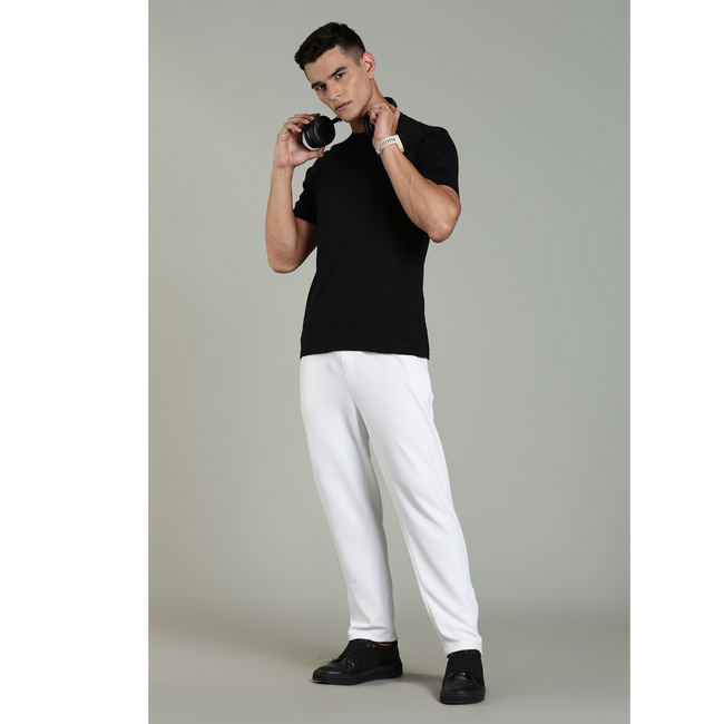 Mens Black Cotton Regular T-Shirt