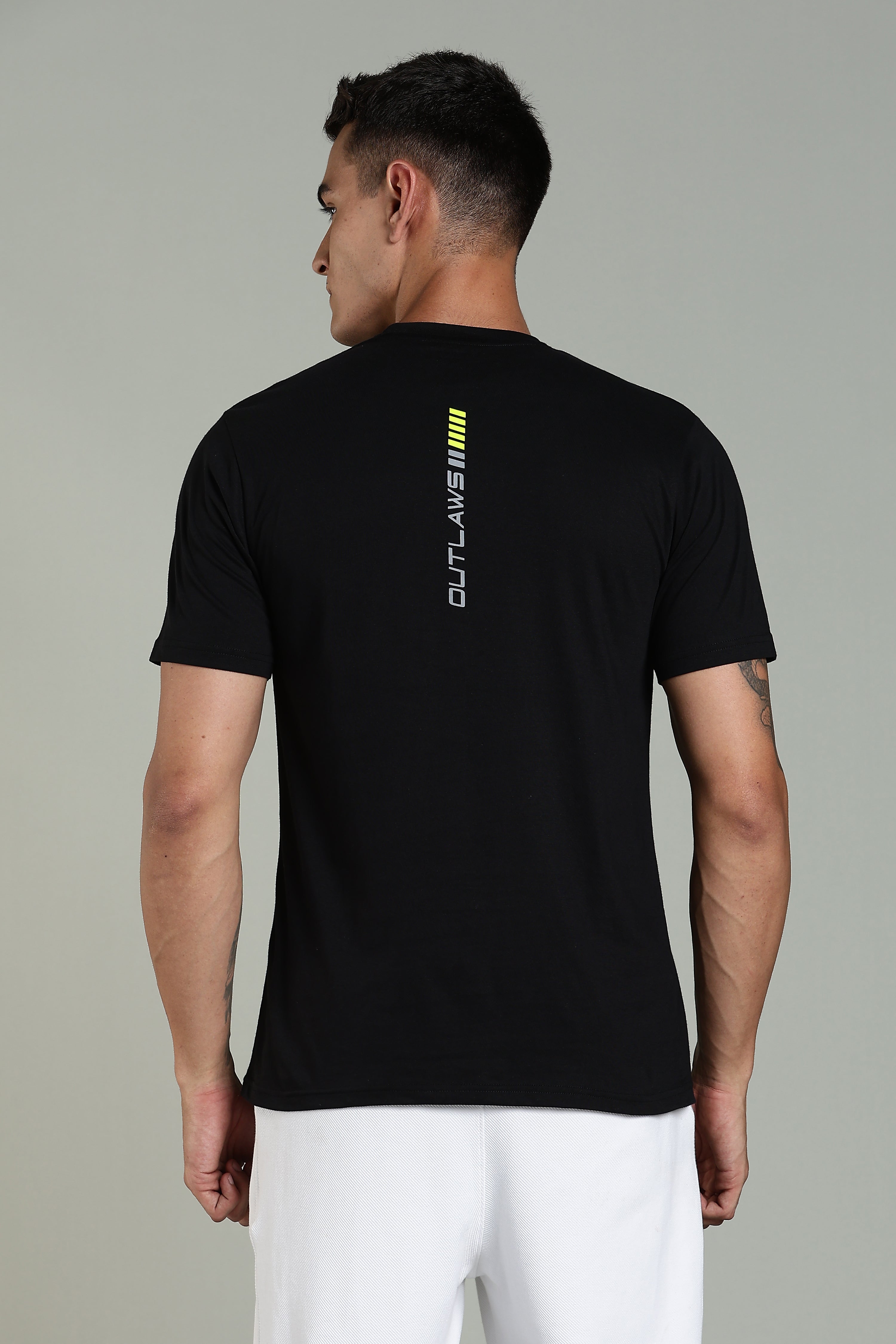 Mens Black Cotton Regular T-Shirt