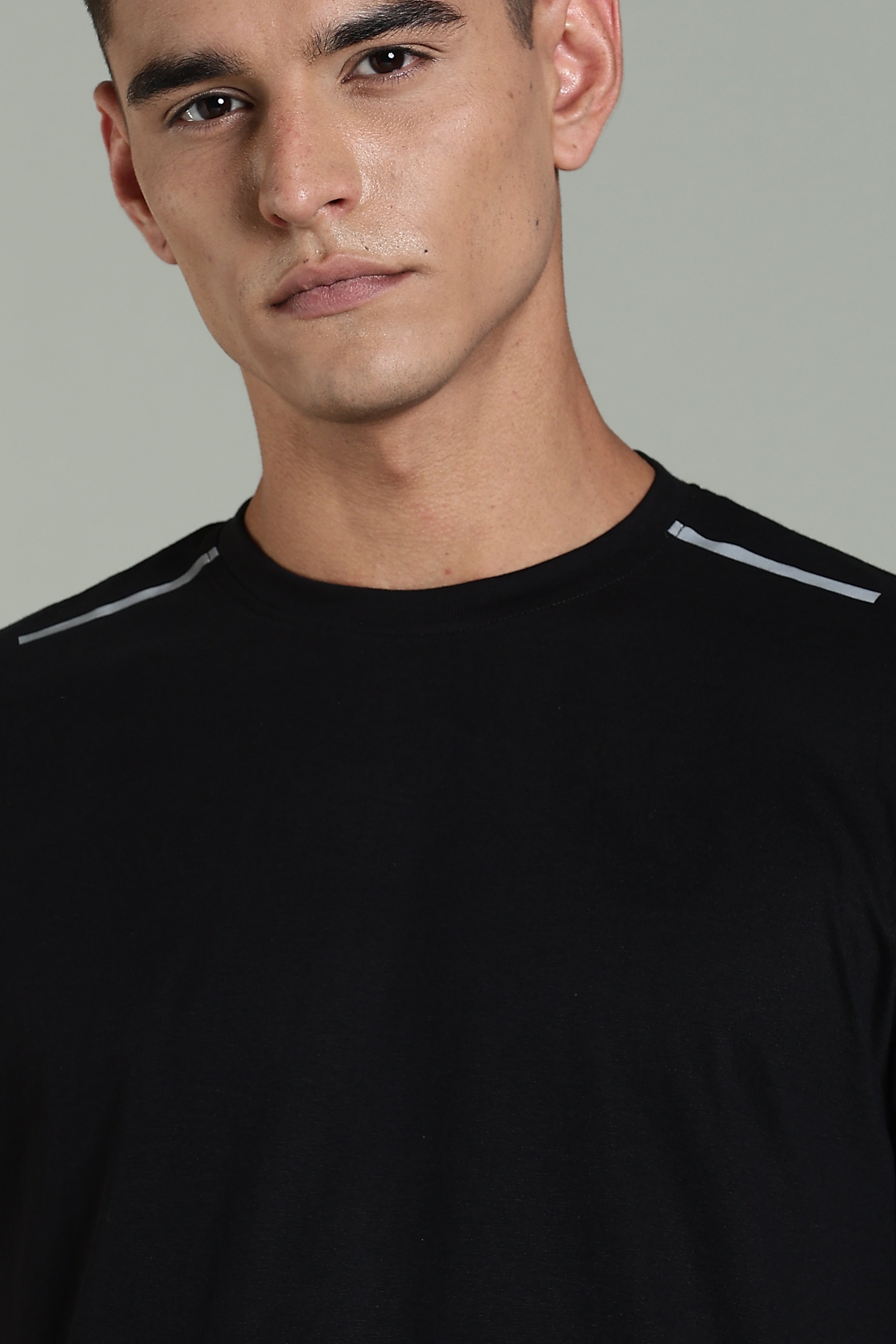 Mens Black Cotton Regular T-Shirt