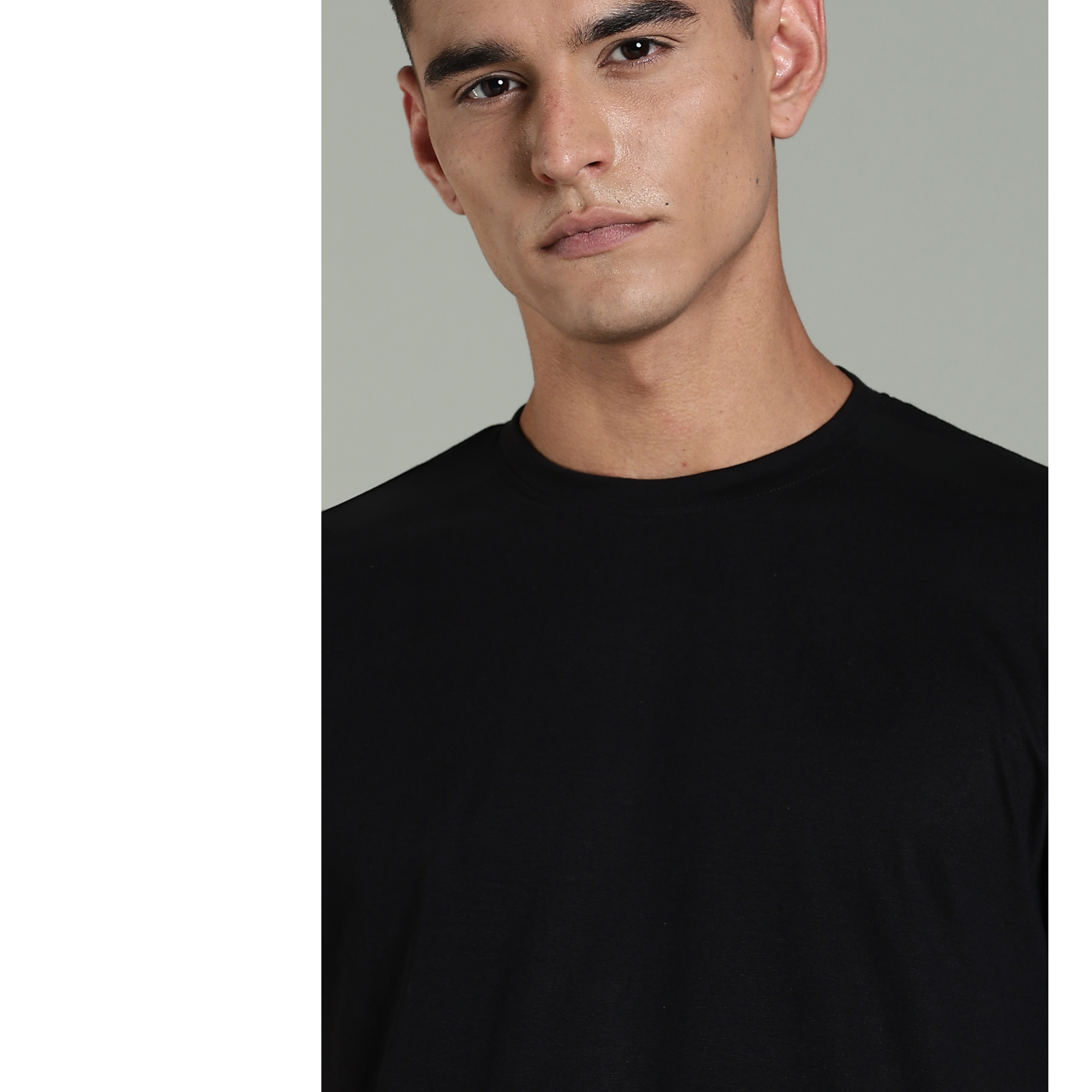 Mens Black Cotton Regular T-Shirt