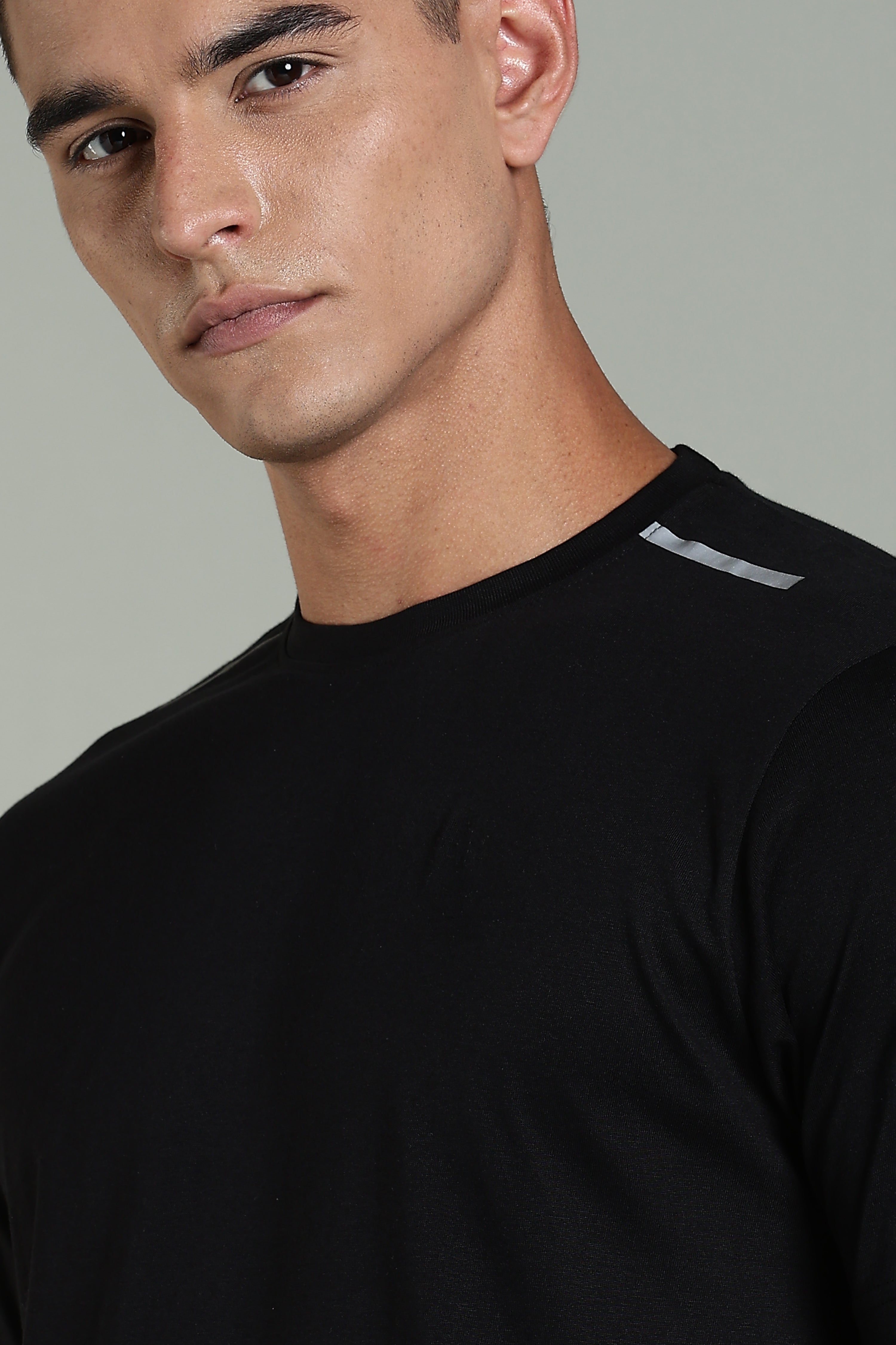 Mens Black Cotton Regular T-Shirt