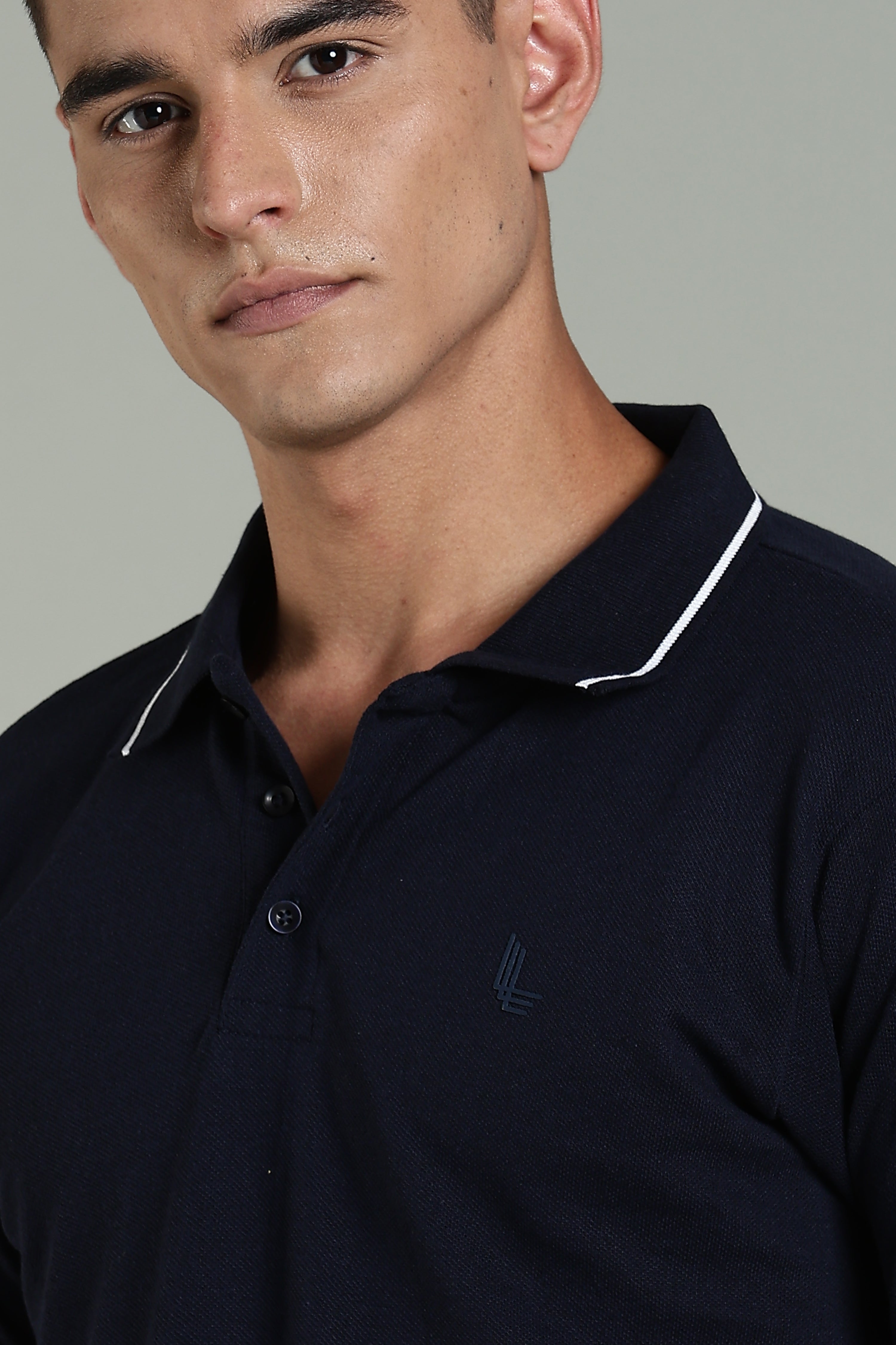 Men Navy Blue Cotton Regular T-Shirt