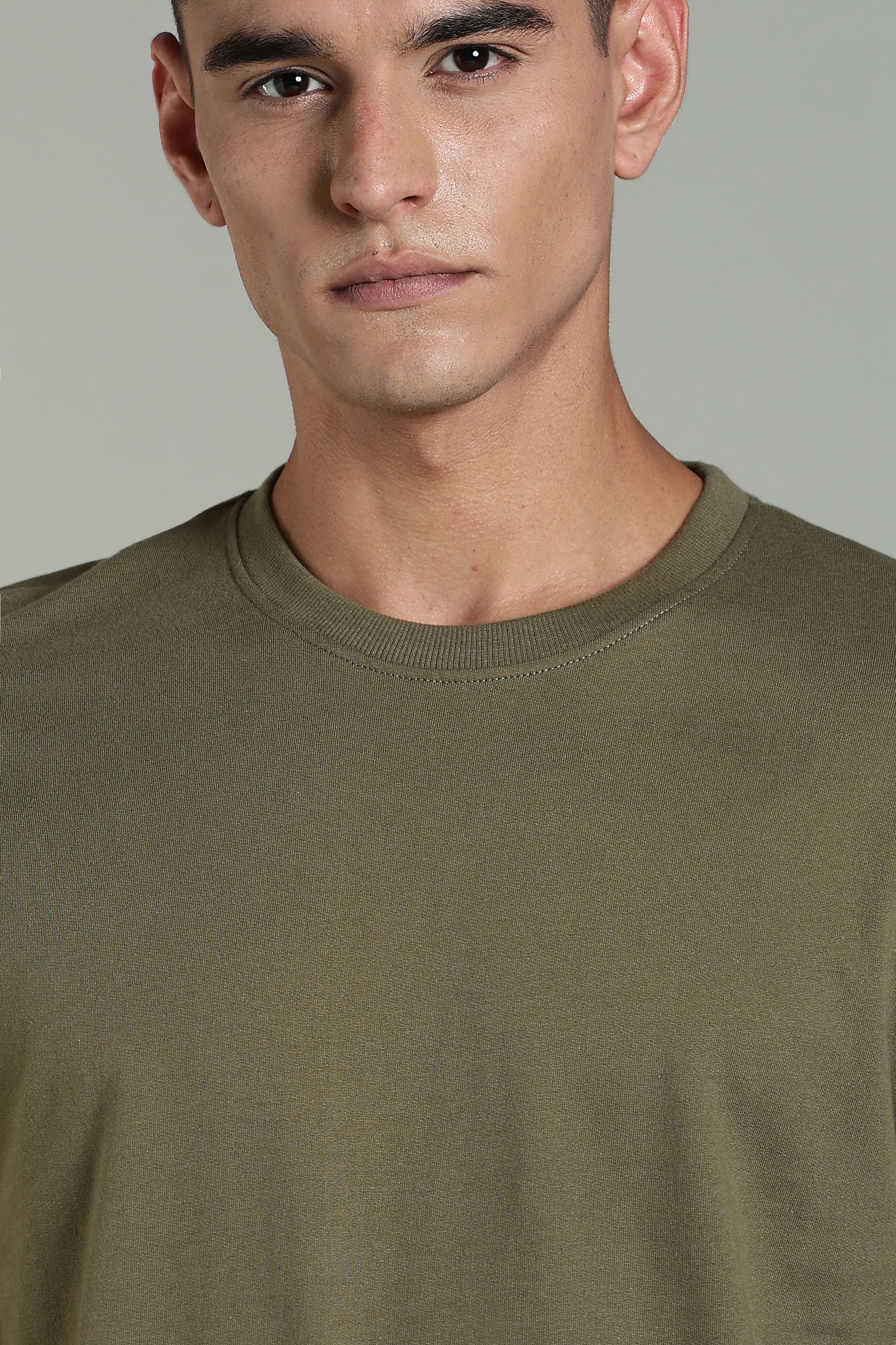 Mens Olive Cotton Oversized T-Shirt