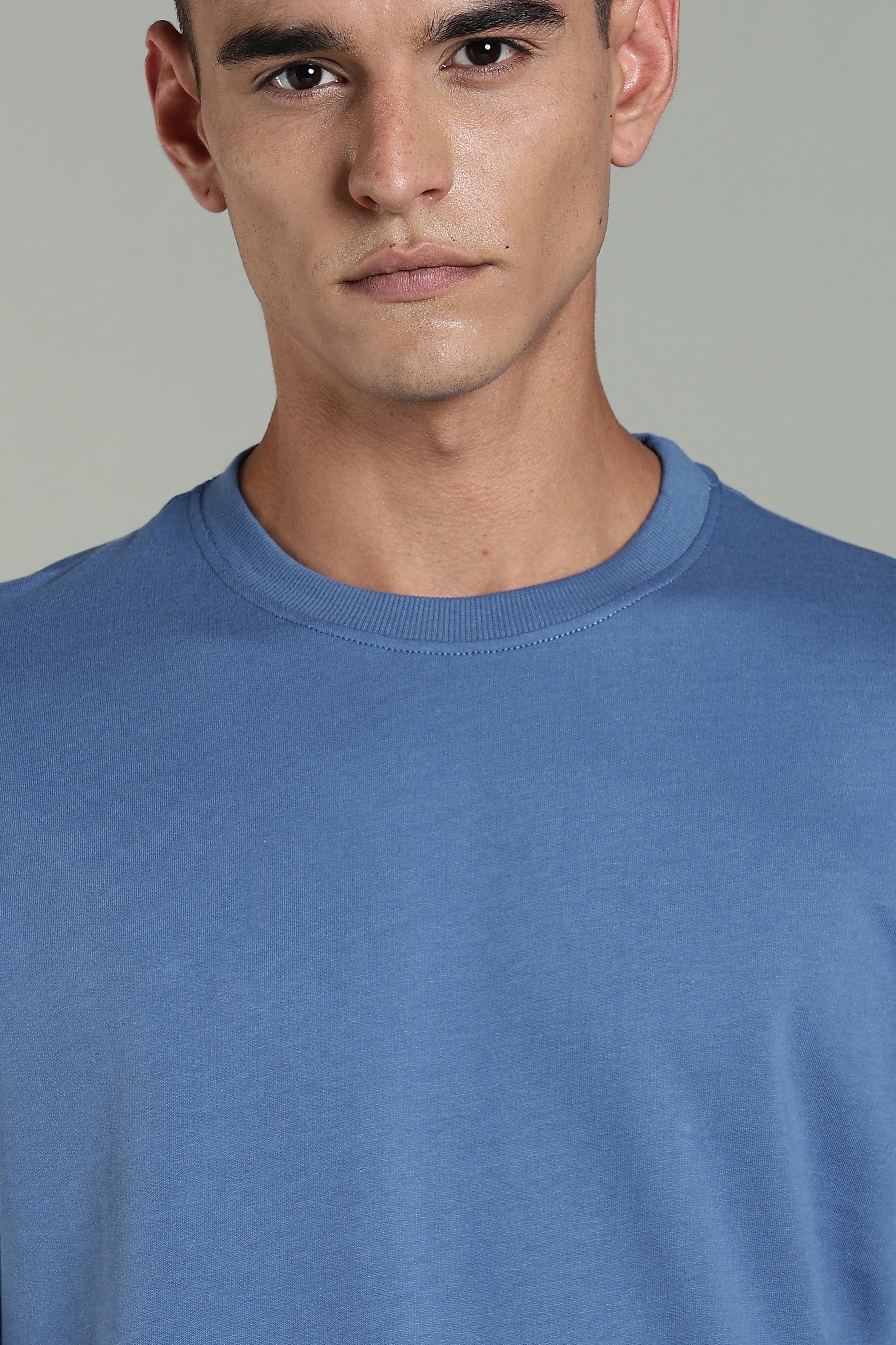 Mens Blue Cotton Oversized T-Shirt
