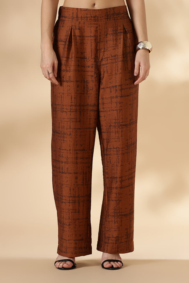 Women Copper Back Elastic Detail Trousers
