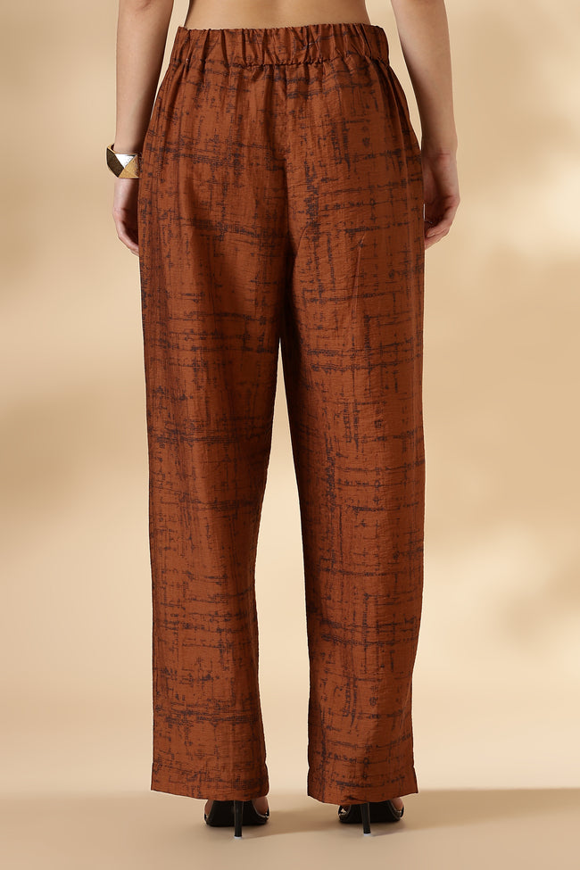 Women Copper Back Elastic Detail Trousers