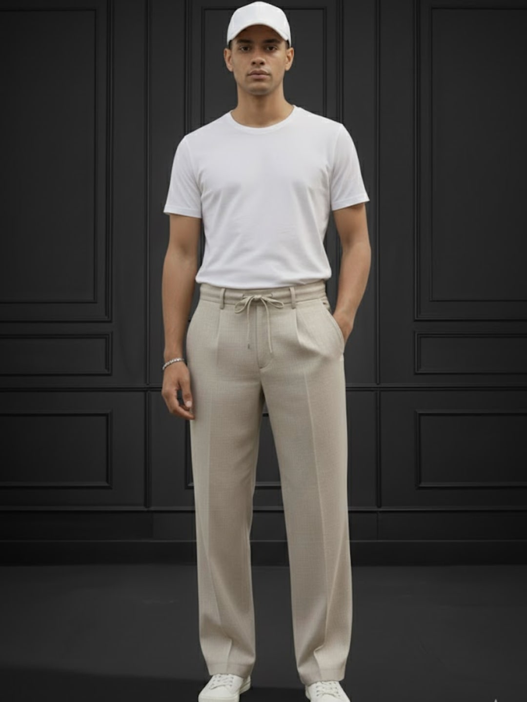 Men Beige Korean Pant