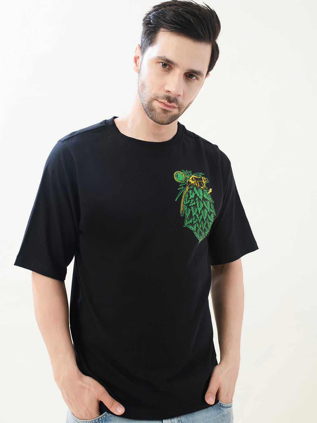 Men Black Cotton Oversized T-Shirt
