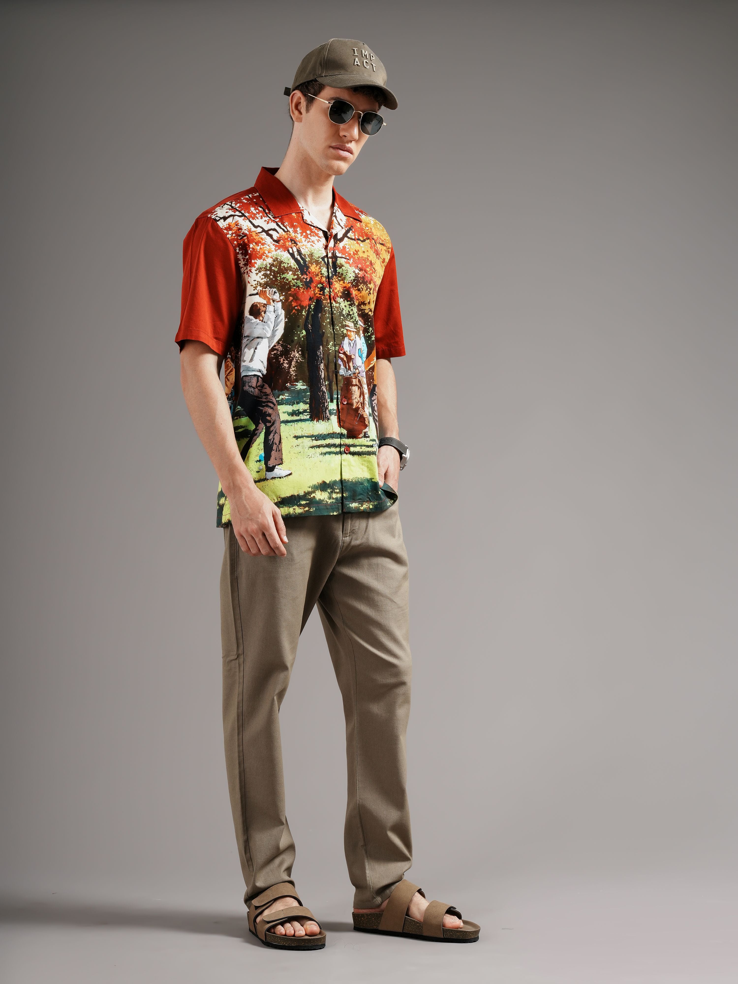 Men Red Casual Printed Shirt
