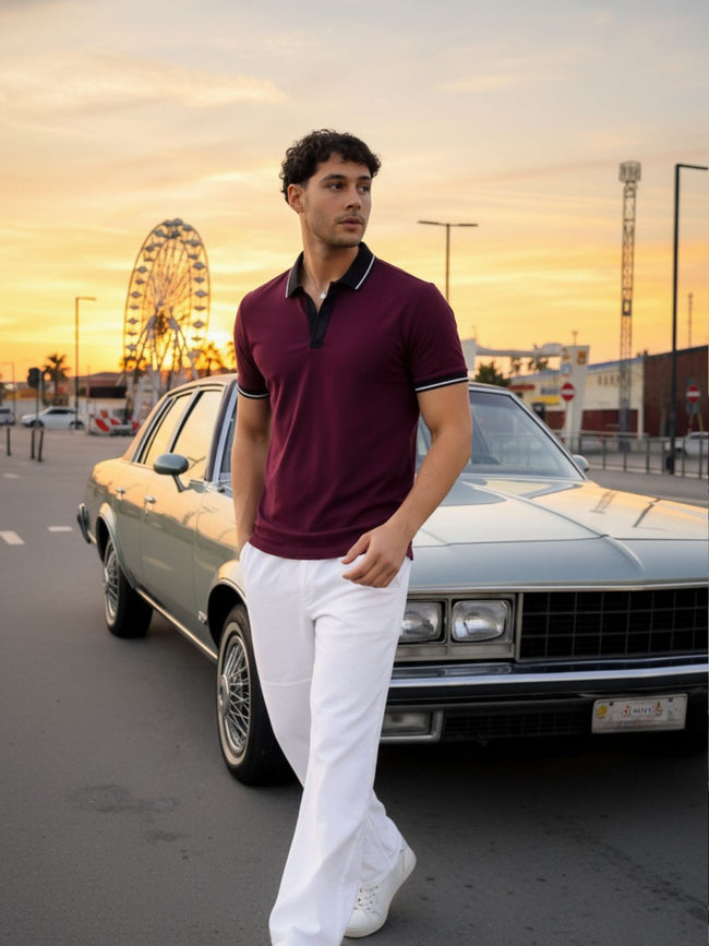 Men Cotton Polo Collar T-Shirt