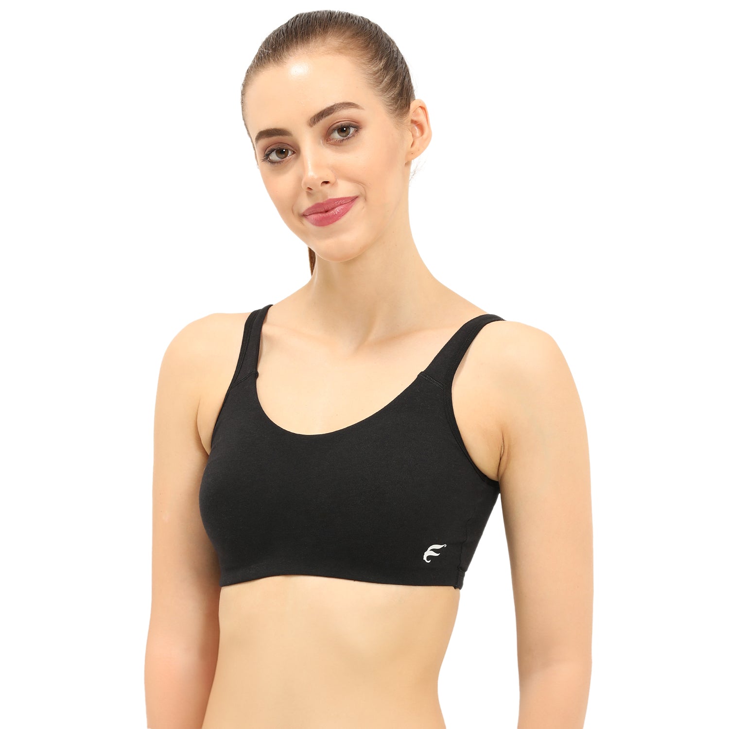 Non-padded Non-wired Full Coverage Slip-on Moulded Double Layered Sports Bra